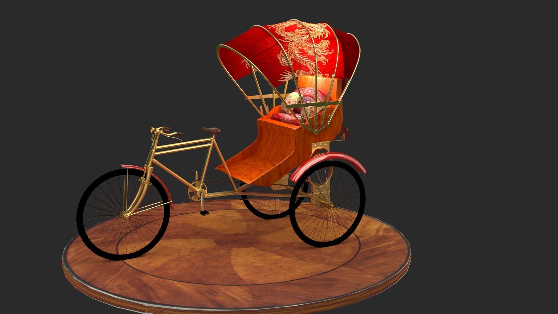 Chinese rickshaw 3D model_2