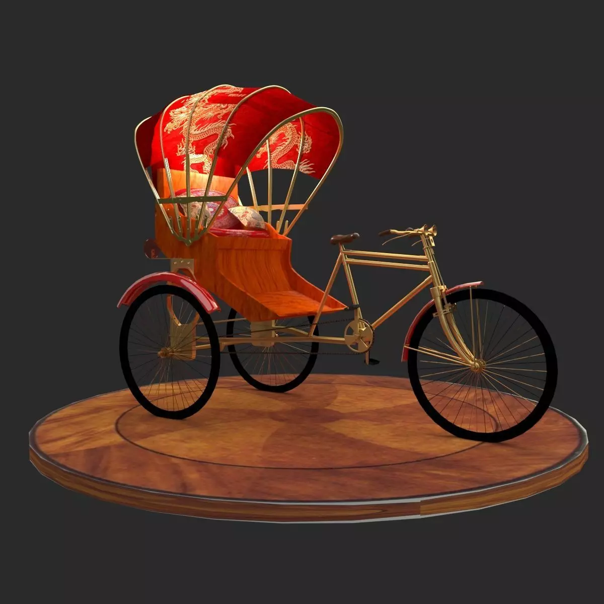 Chinese rickshaw 3D model_0