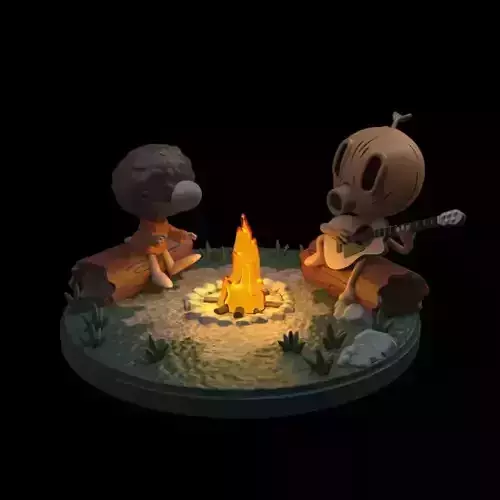 Woodman and Tontu diorama 3D print model