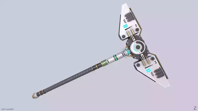 Scifi hammer Low-poly 3D model