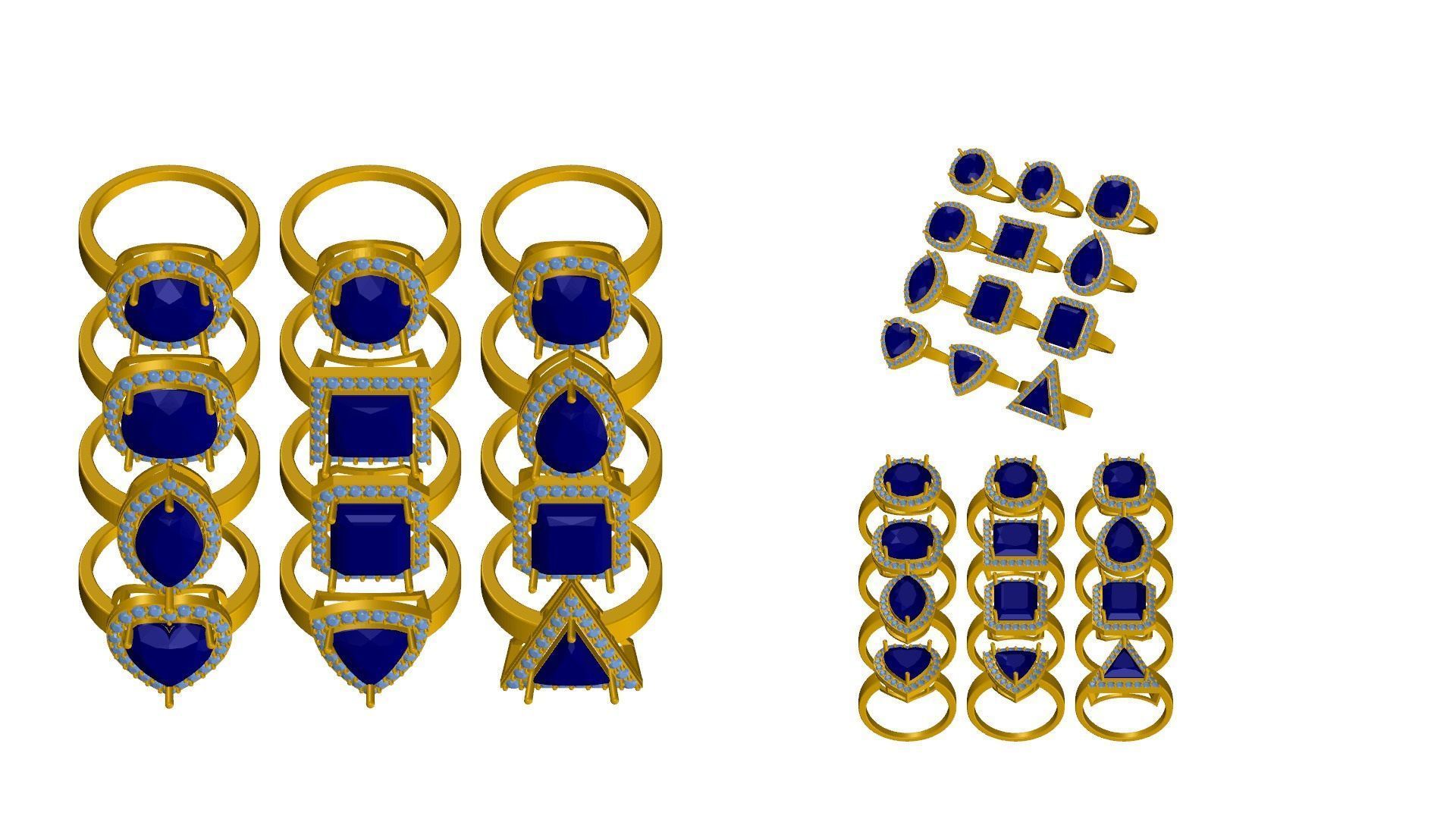 Set of 24 Prong Setting Rings 3D print model_10