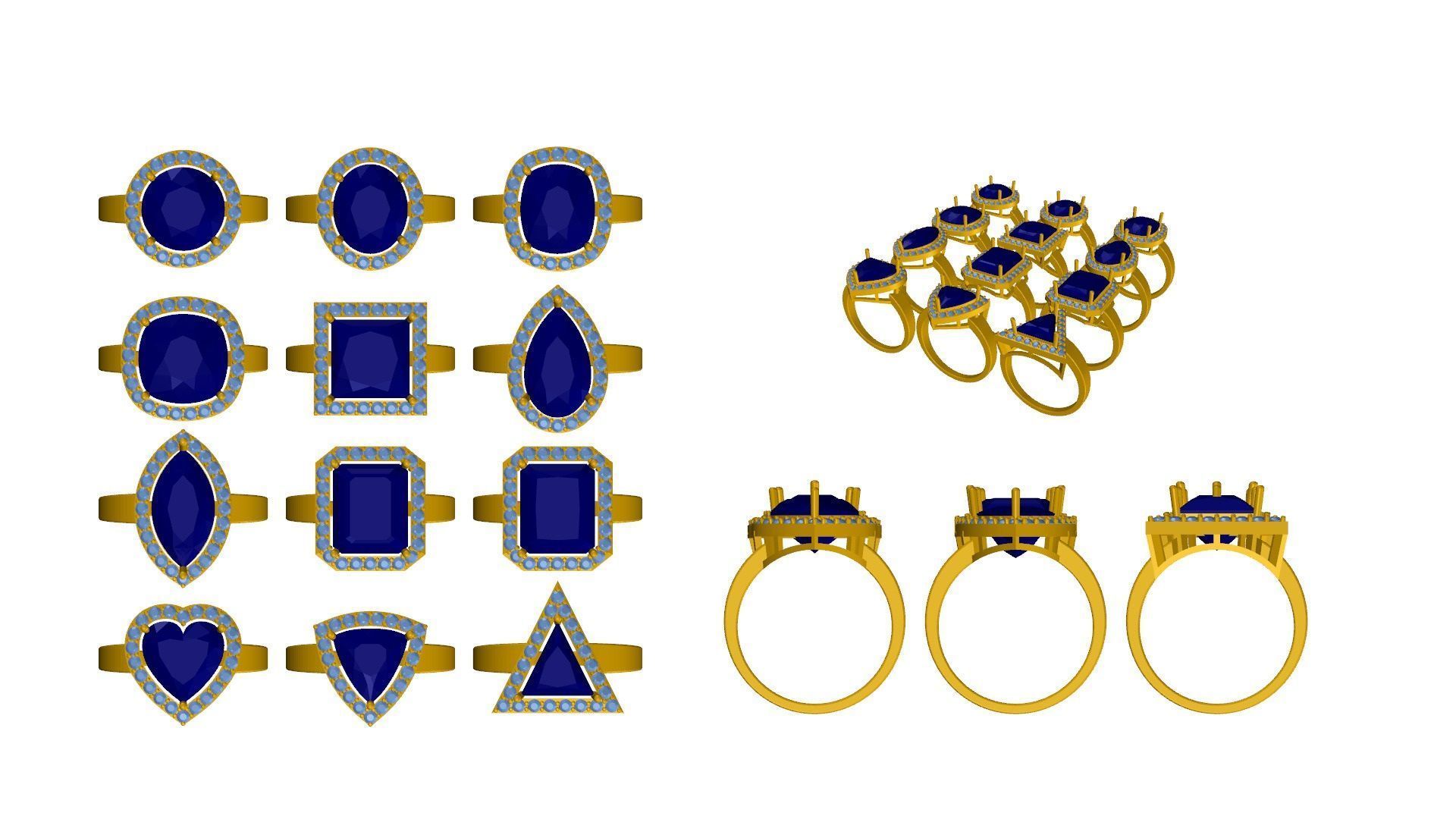 Set of 24 Prong Setting Rings 3D print model_8