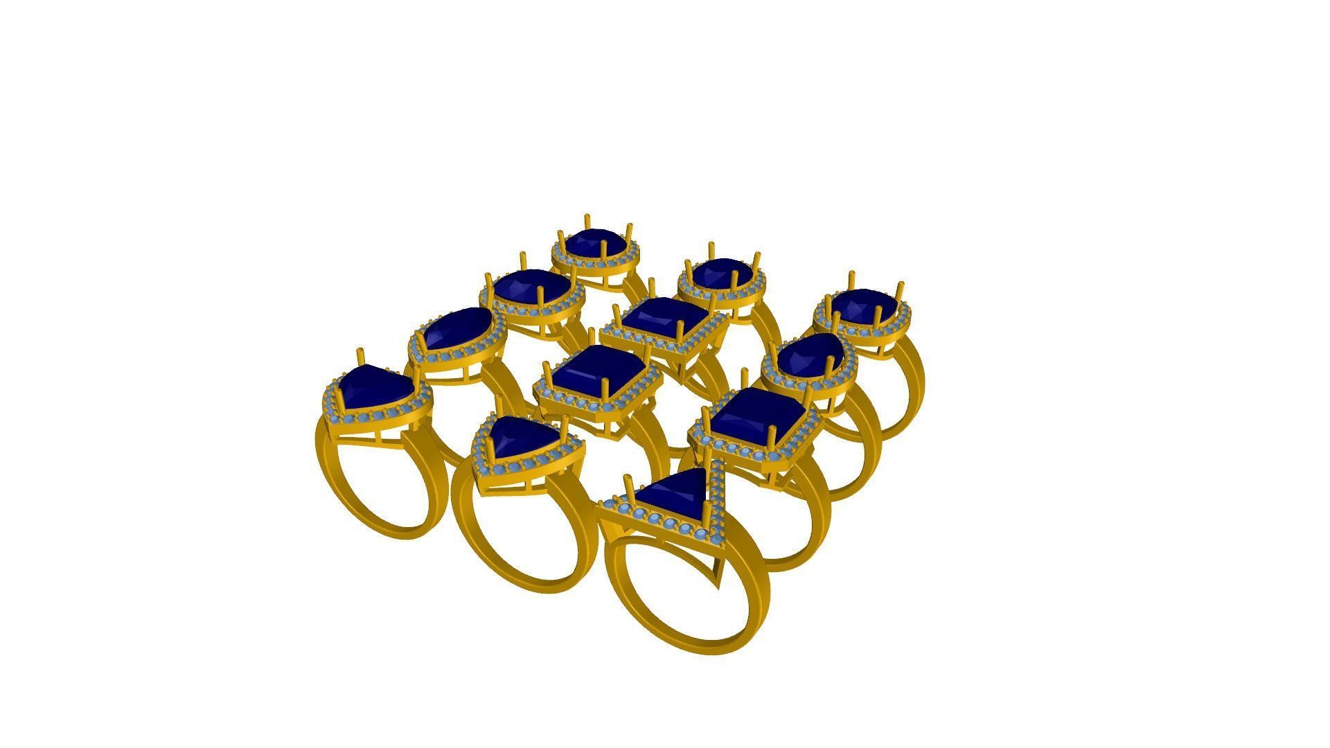 Set of 24 Prong Setting Rings 3D print model_2