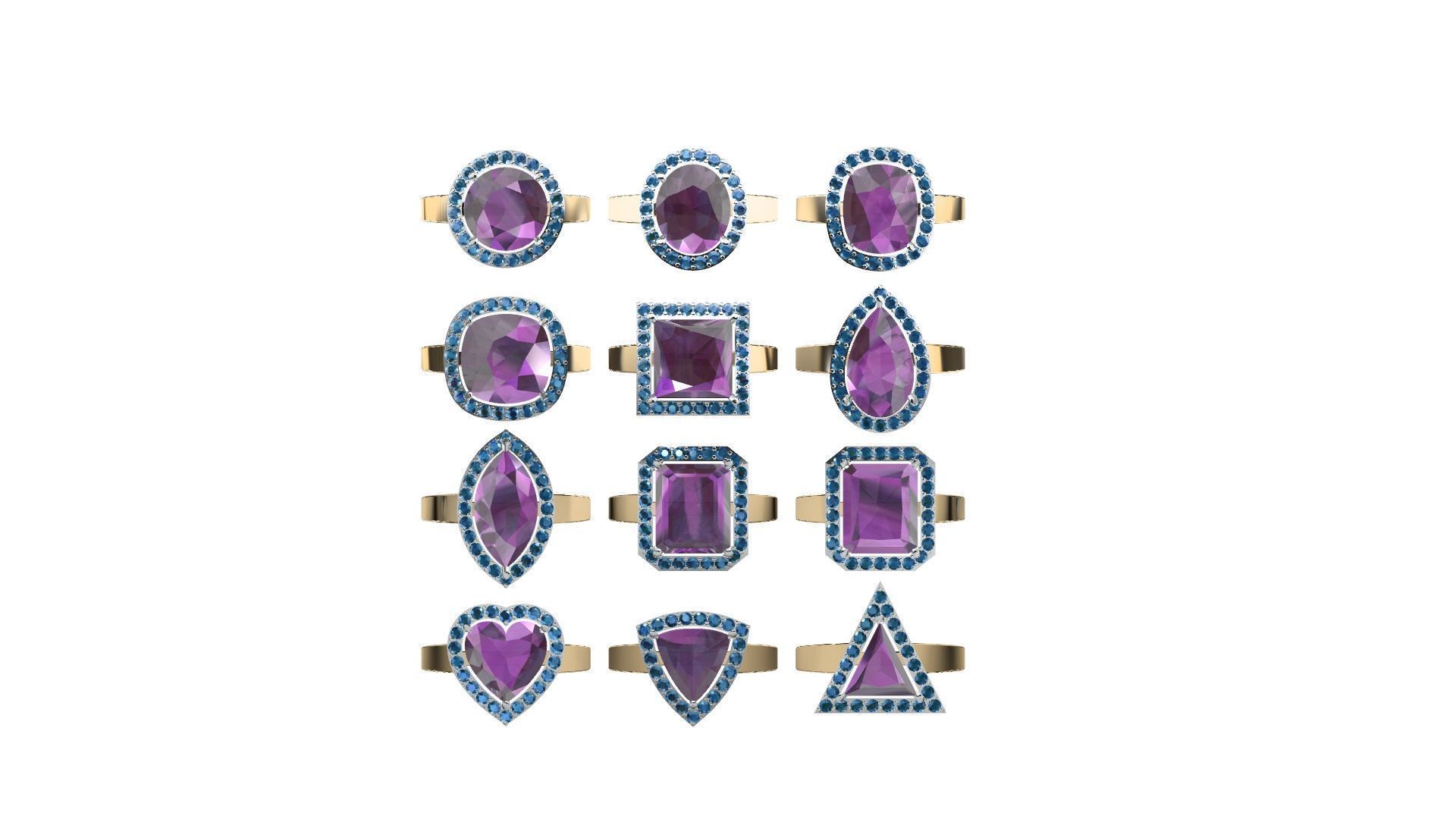 Set of 24 Prong Setting Rings 3D print model_1