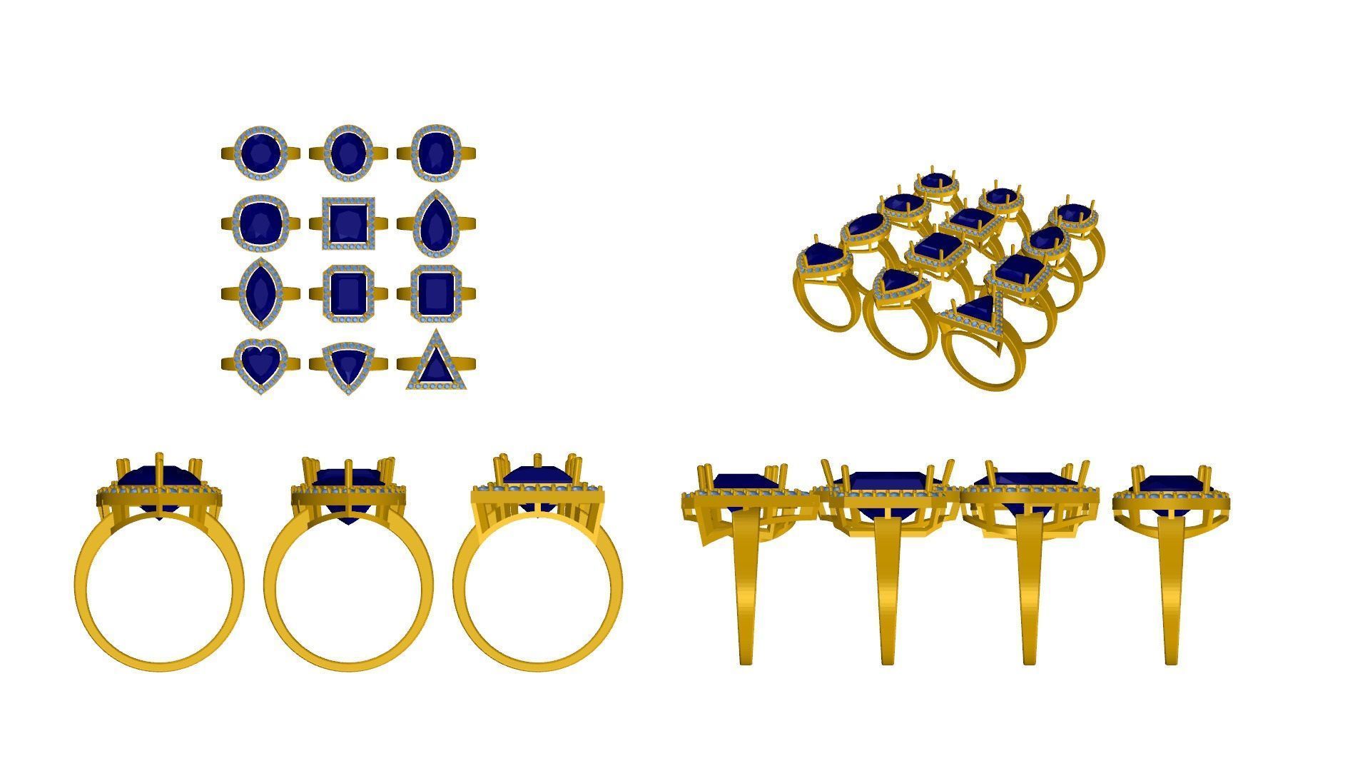 Set of 24 Prong Setting Rings 3D print model_12