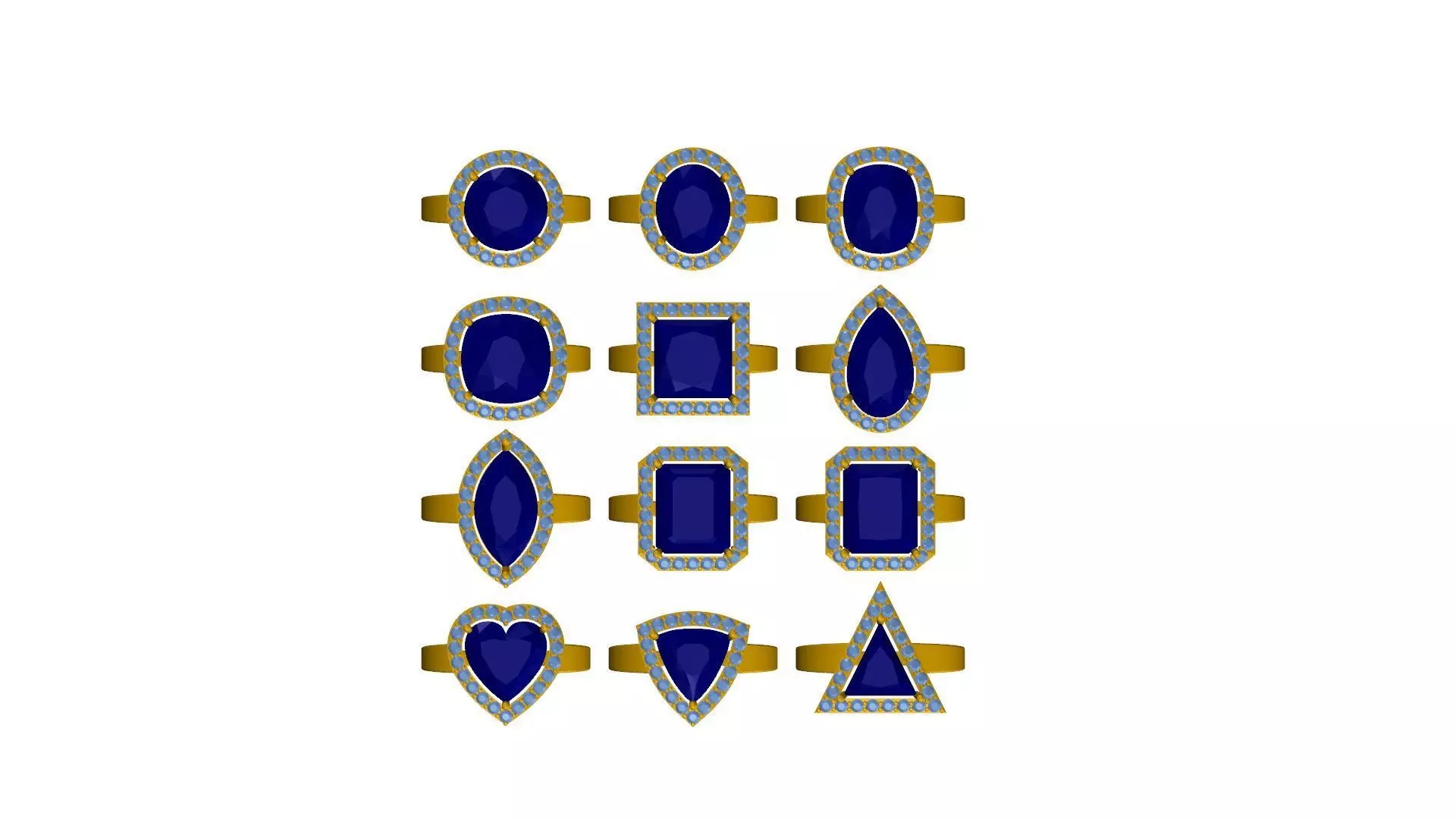 Set of 24 Prong Setting Rings 3D print model_0