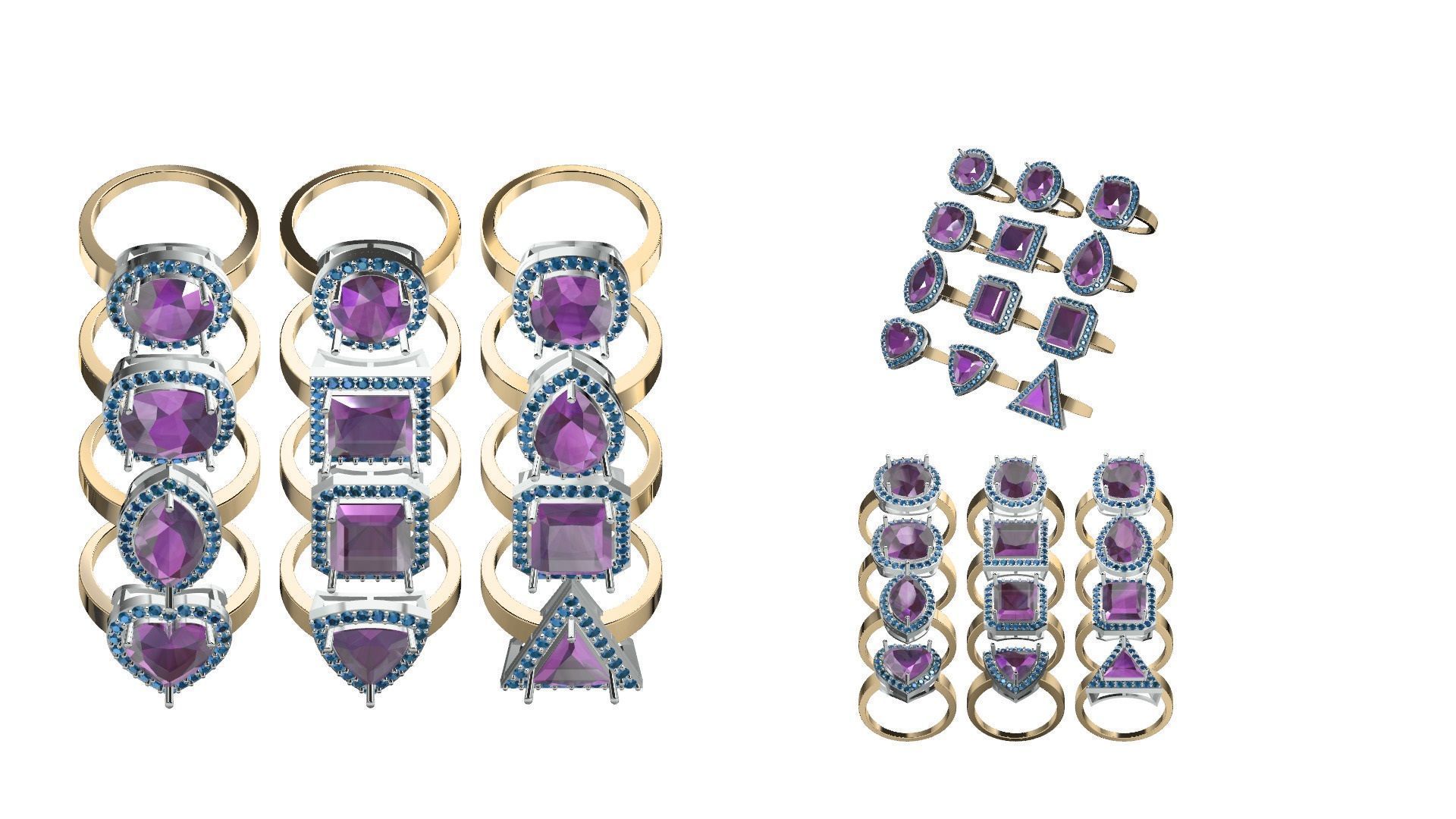 Set of 24 Prong Setting Rings 3D print model_11