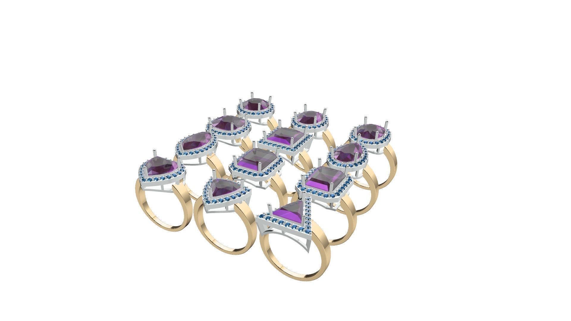 Set of 24 Prong Setting Rings 3D print model_3
