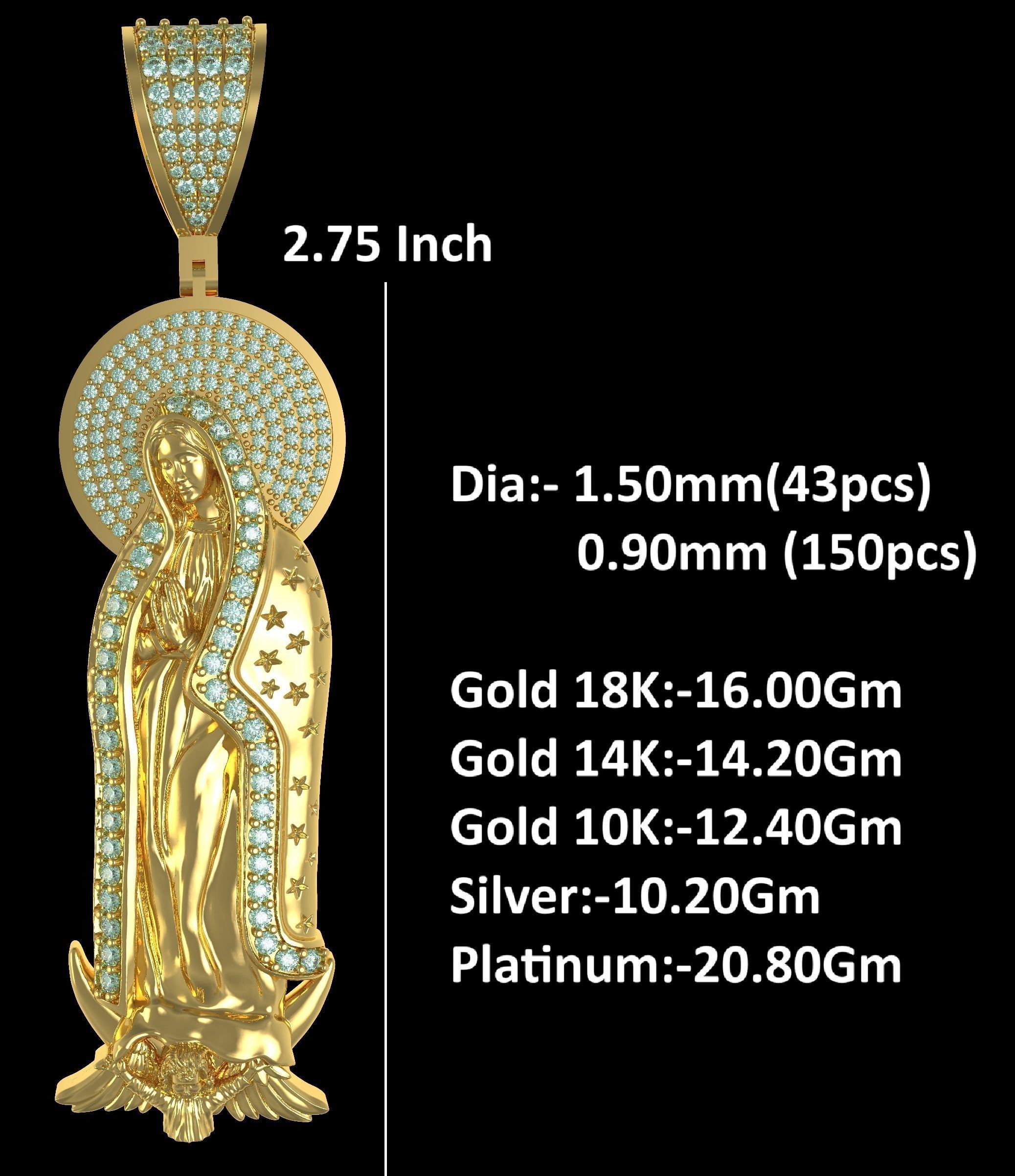 De Virgen De Guadalupe Pendant 3D print model_8
