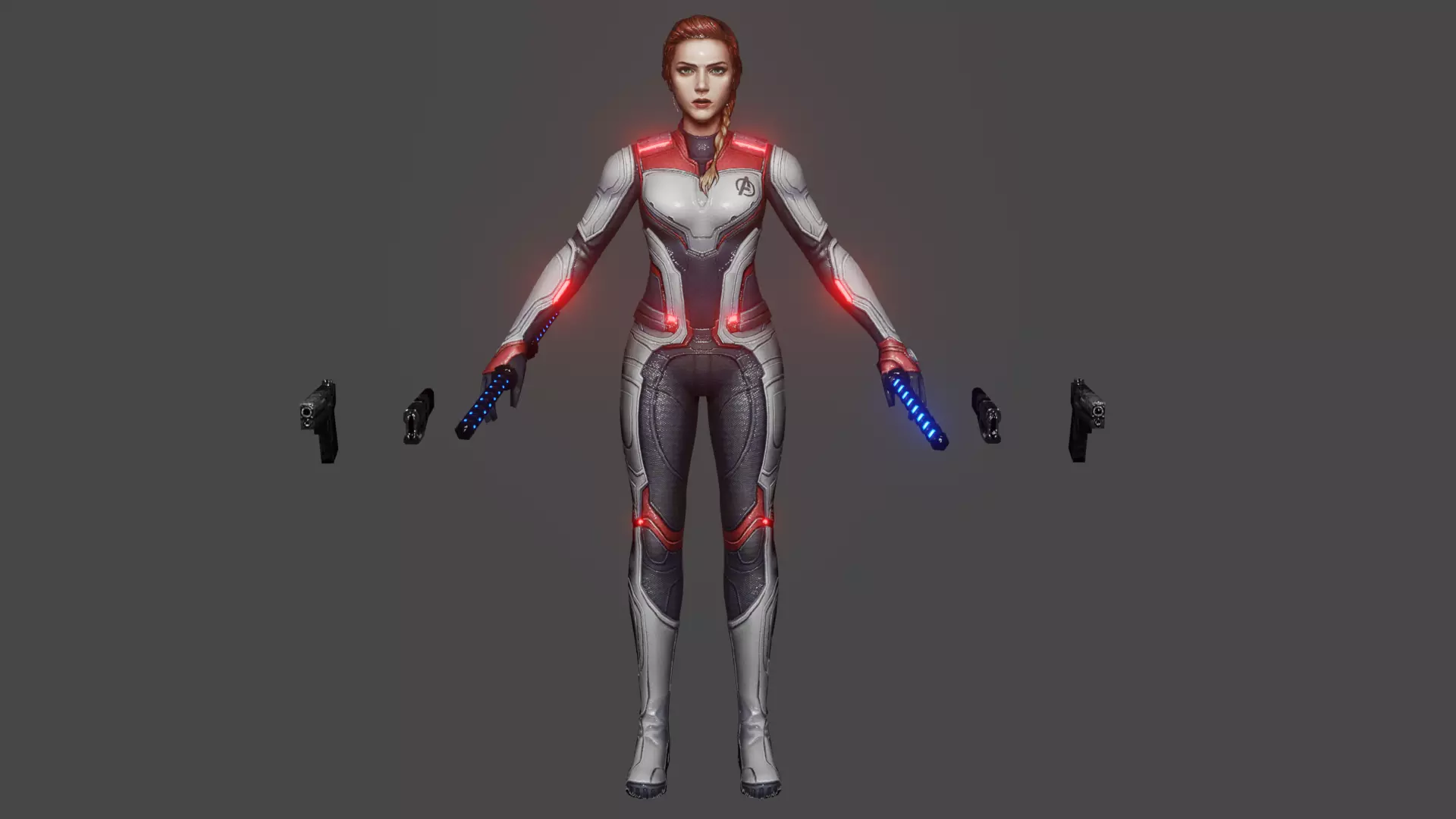 Black Widow AE Team Suit Low-poly 3D model