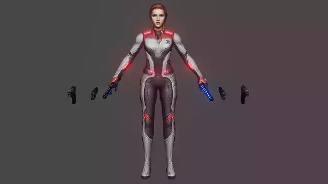 Black Widow AE Team Suit Low-poly 3D model