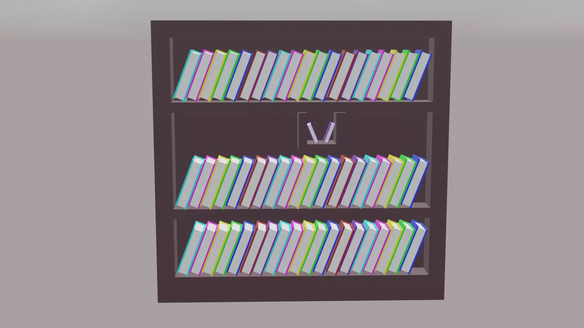 Book Shelf Low-poly 3D model_0