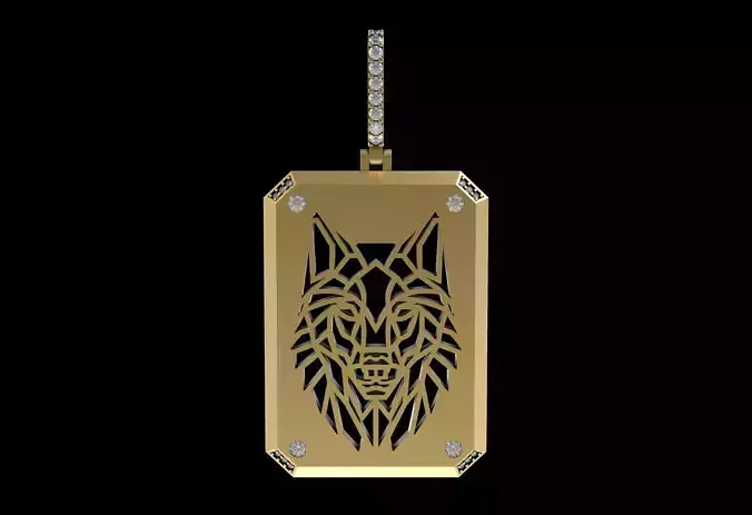 Gold Wolf Diamond Pendant