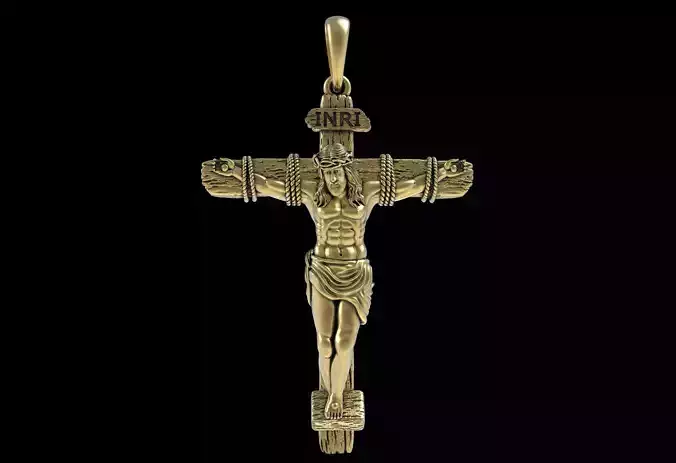 Handmade Gold-Siler Jesus crucifix pendant