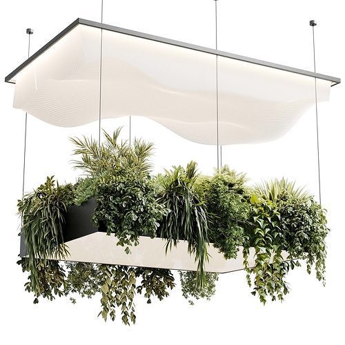 Rectangle pot light pendant - plant light hanging 25 3D model