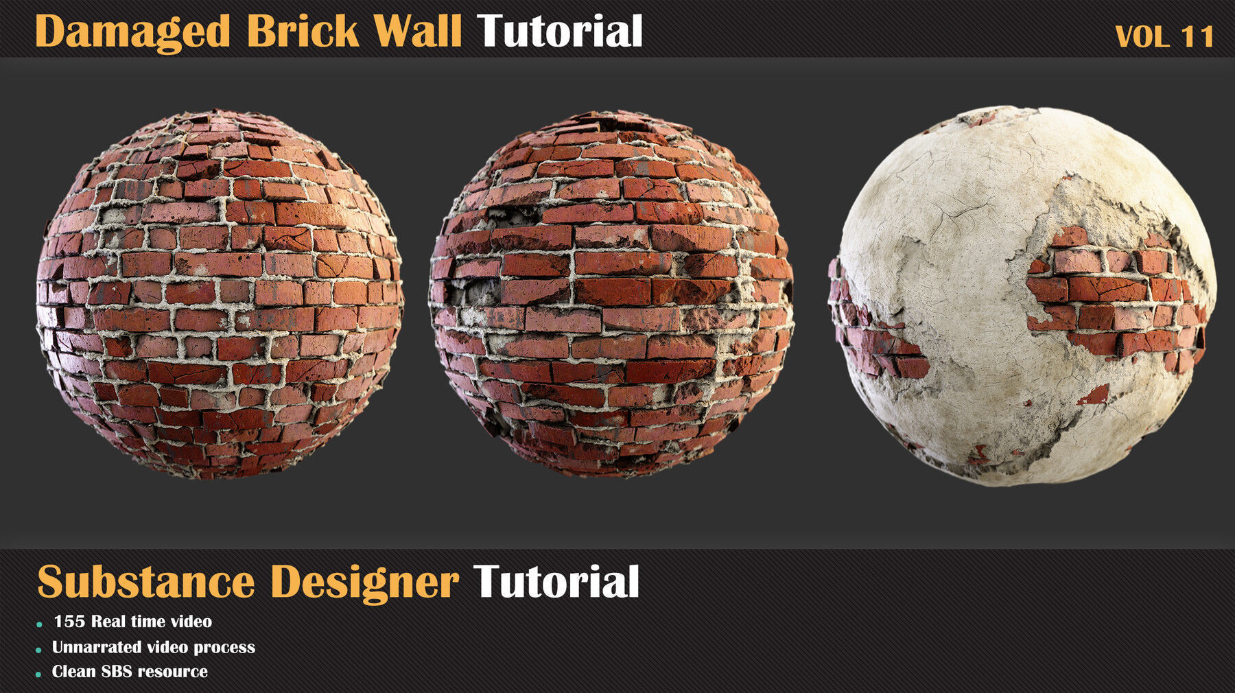 Damaged Brick Wall Tutorial - VOL 11 3D model_2