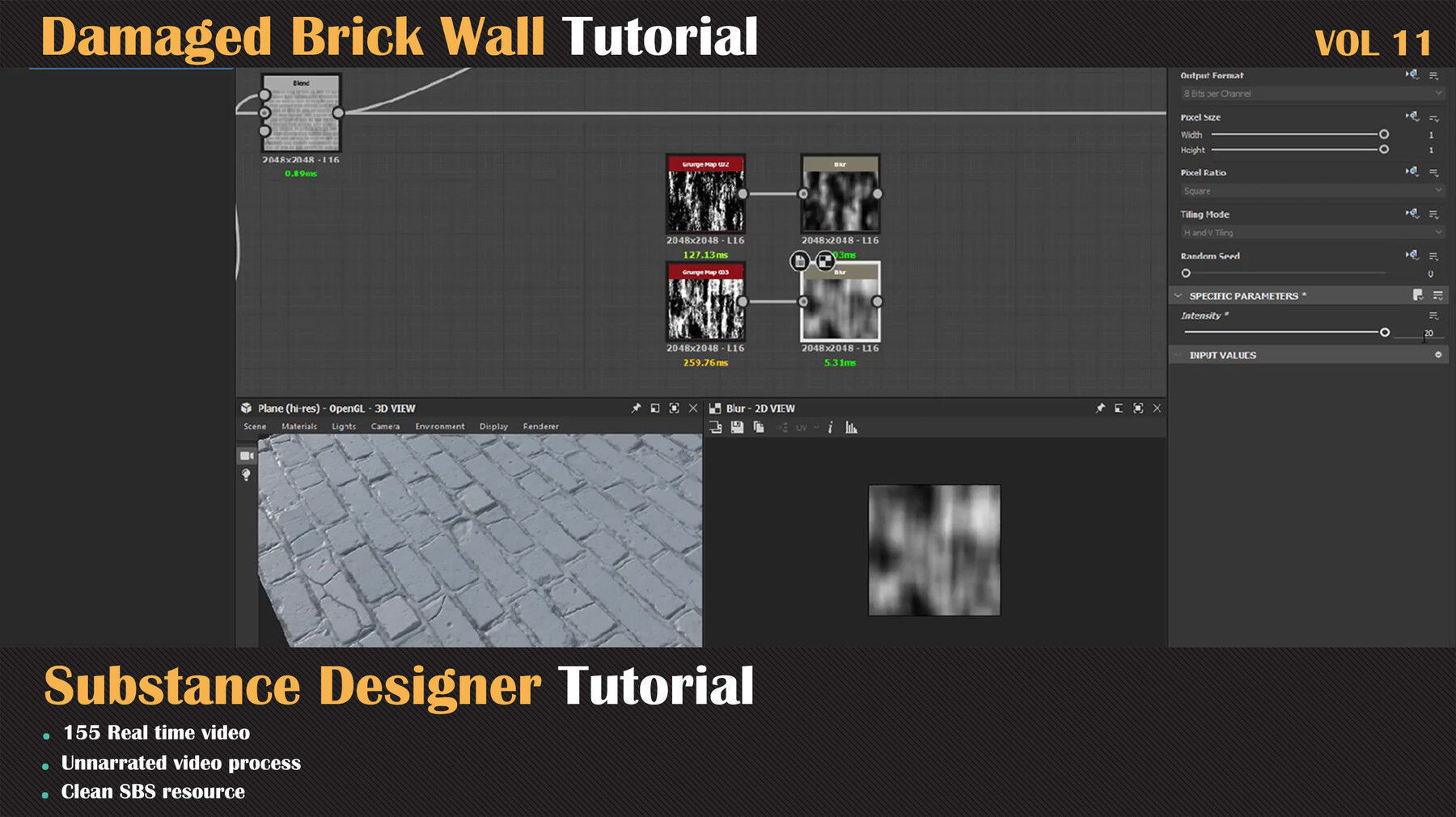 Damaged Brick Wall Tutorial - VOL 11 3D model_4