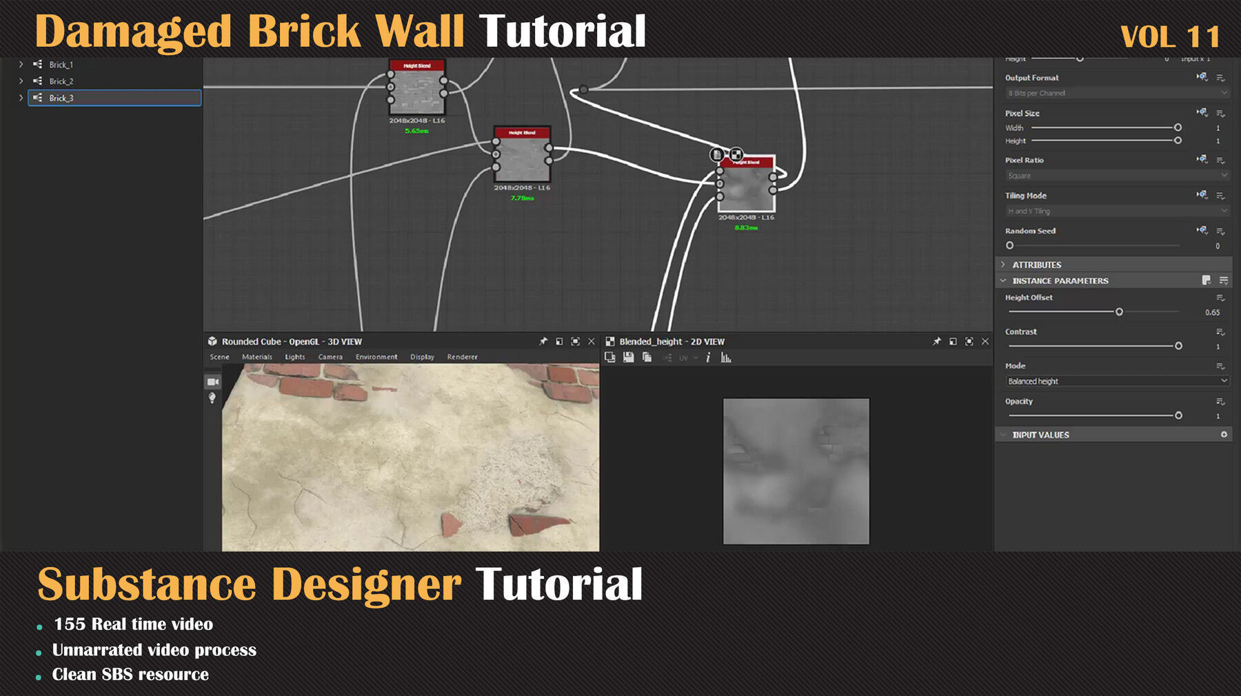 Damaged Brick Wall Tutorial - VOL 11 3D model_6