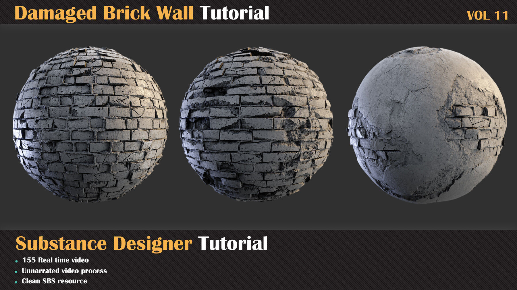 Damaged Brick Wall Tutorial - VOL 11 3D model_3