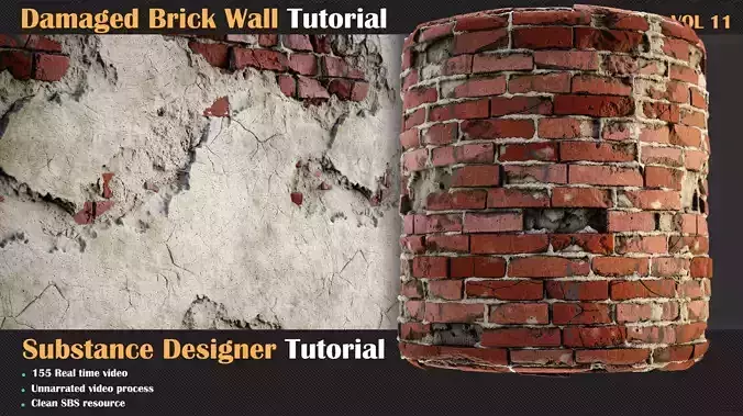 Damaged Brick Wall Tutorial - VOL 11  