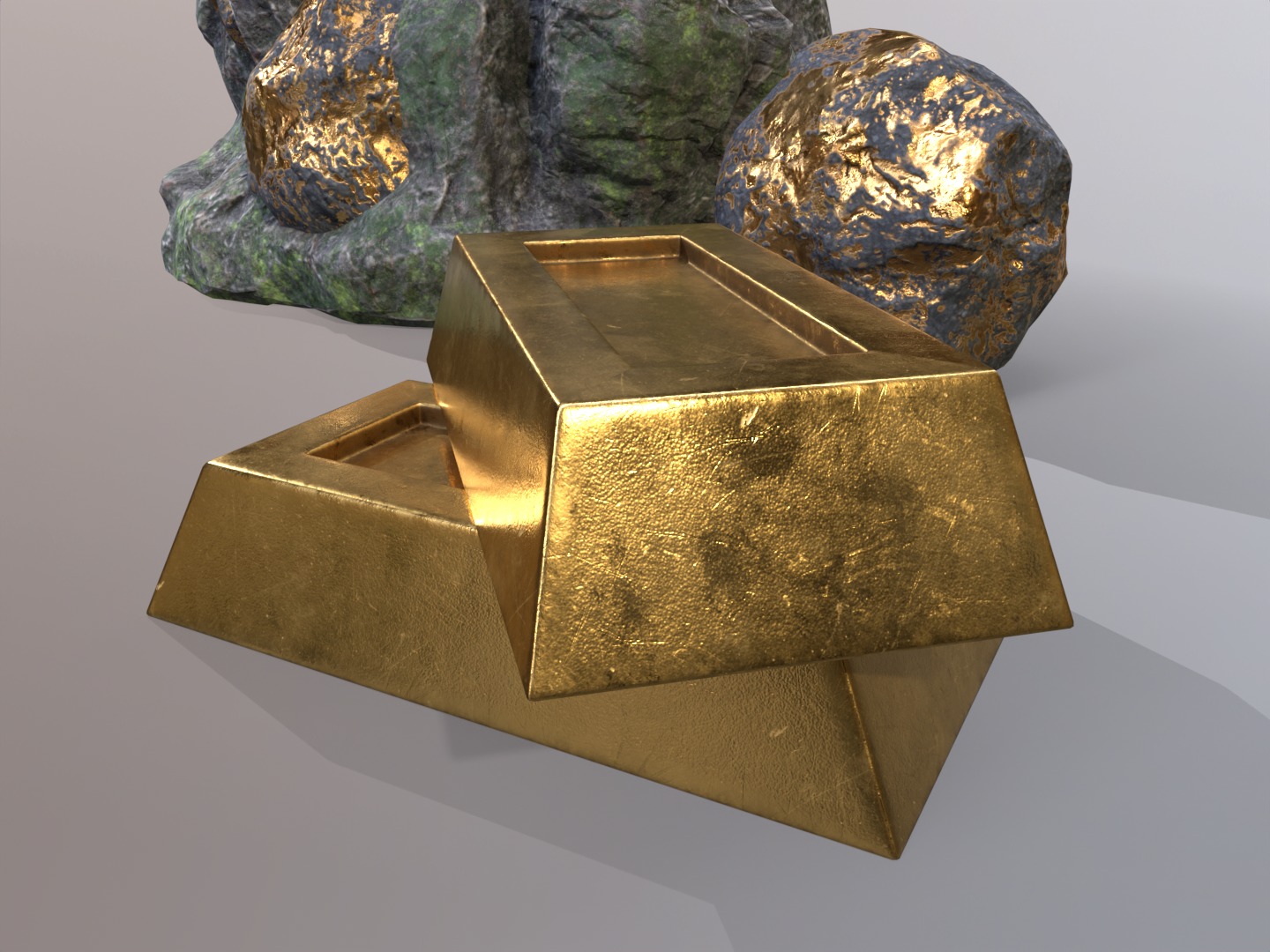 Gold ore deposit and refined ore resource Low-poly 3D model_21
