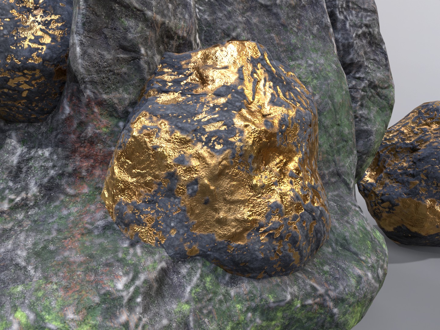 Gold ore deposit and refined ore resource Low-poly 3D model_22