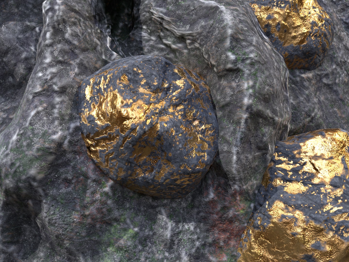 Gold ore deposit and refined ore resource Low-poly 3D model_20