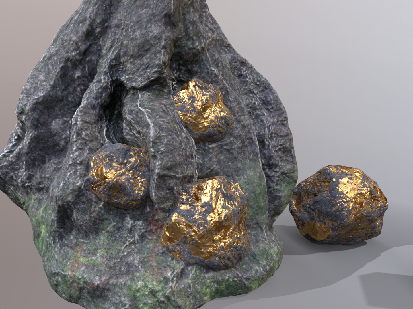 Gold ore deposit and refined ore resource Low-poly 3D model_16