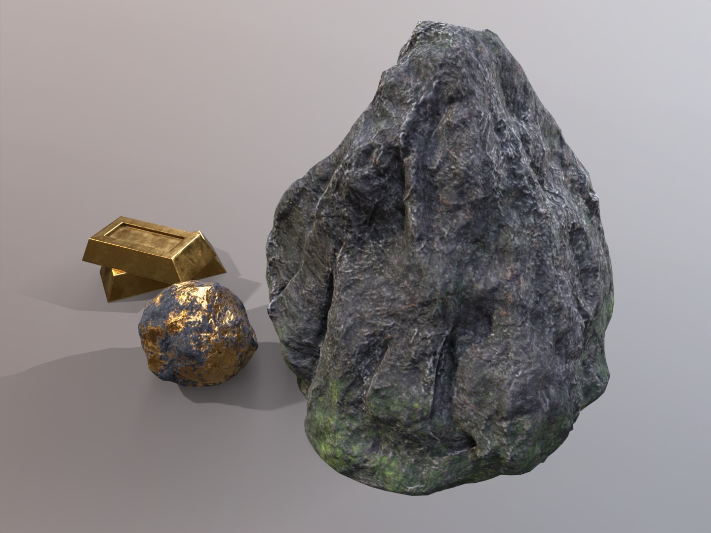 Gold ore deposit and refined ore resource Low-poly 3D model_7