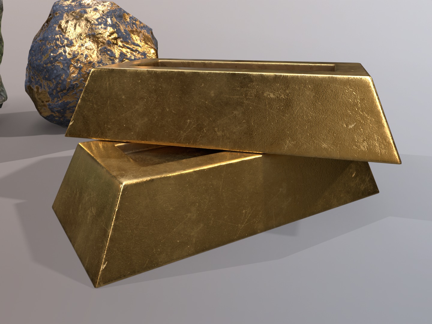 Gold ore deposit and refined ore resource Low-poly 3D model_5
