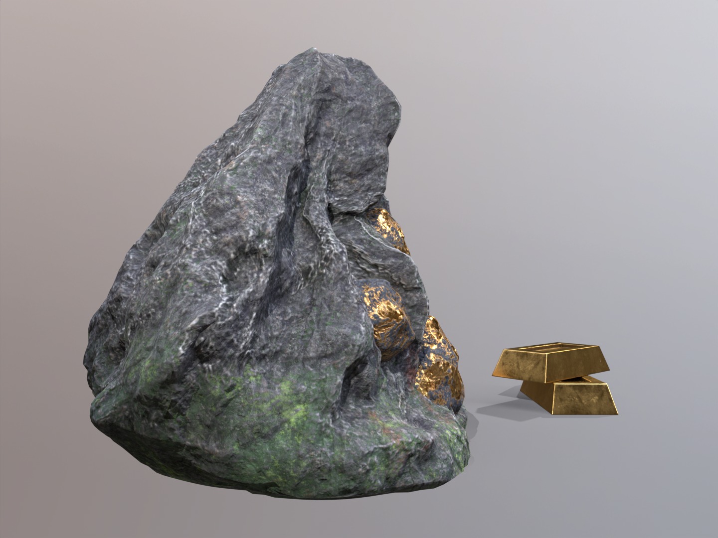 Gold ore deposit and refined ore resource Low-poly 3D model_14