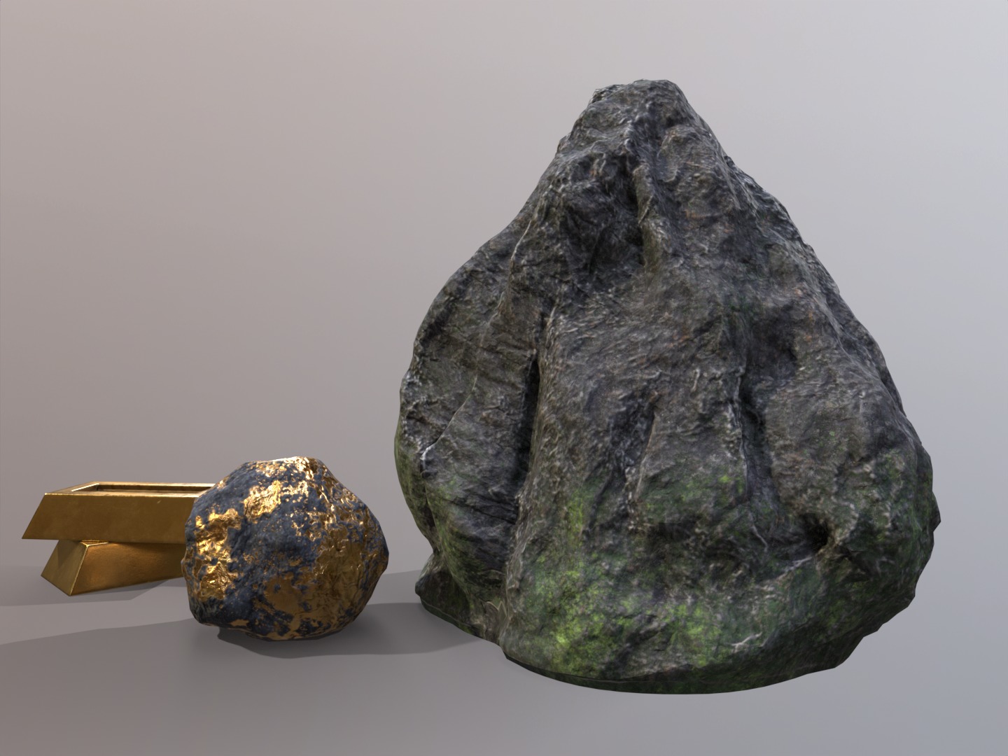 Gold ore deposit and refined ore resource Low-poly 3D model_15