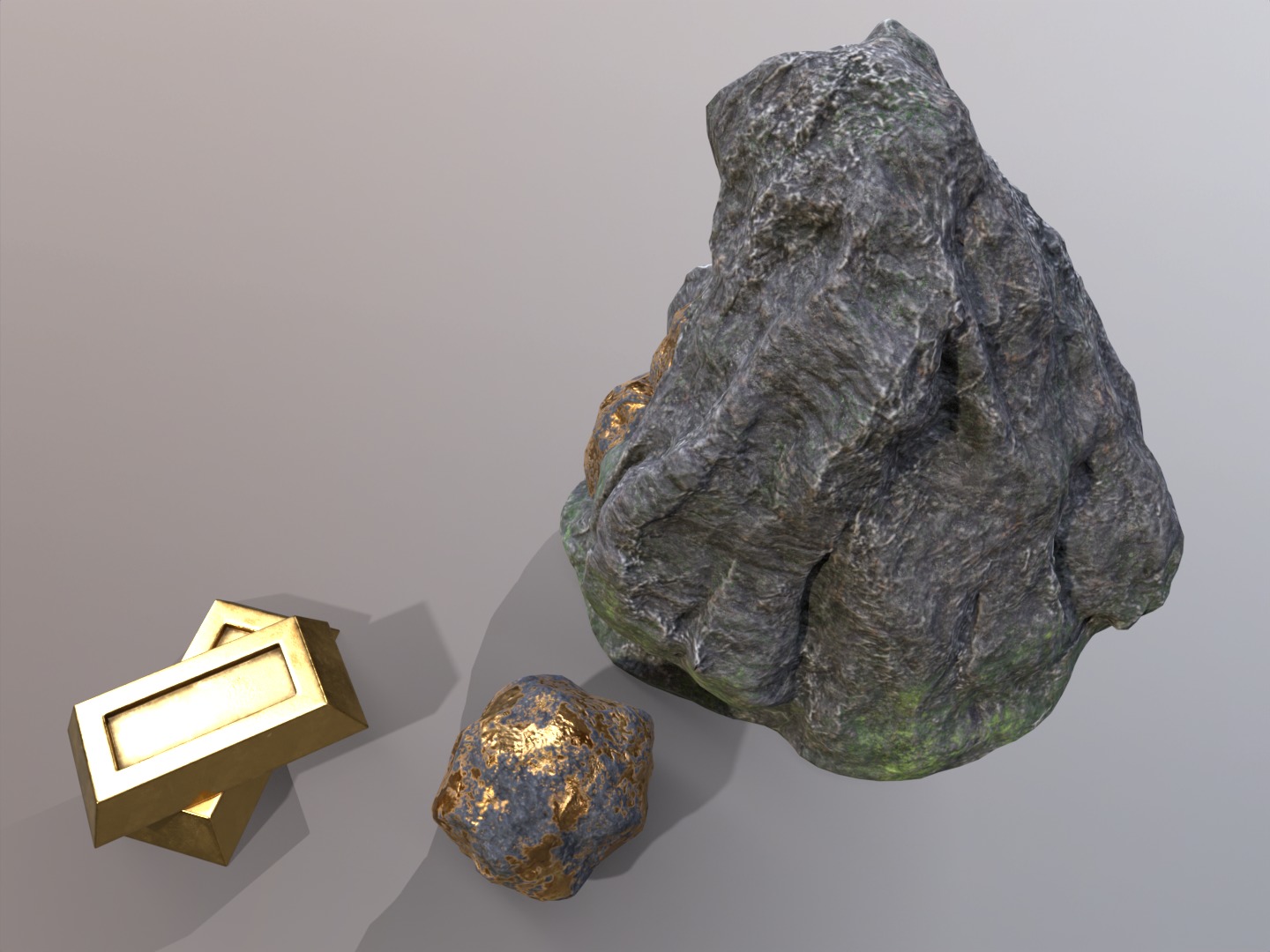Gold ore deposit and refined ore resource Low-poly 3D model_9