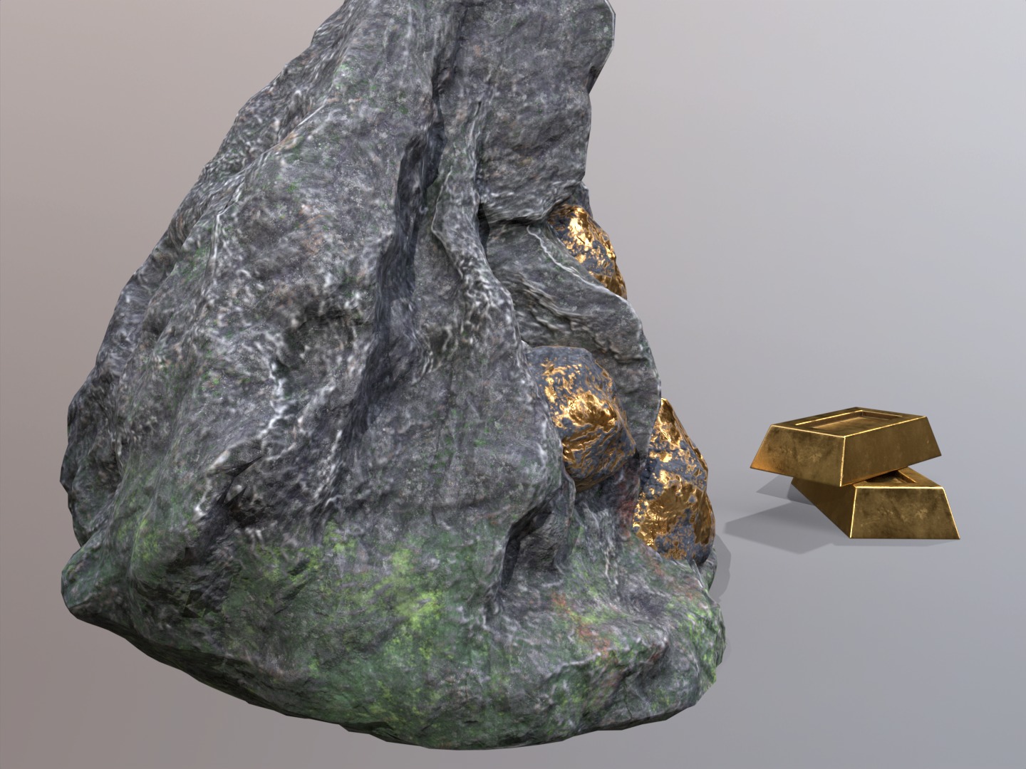 Gold ore deposit and refined ore resource Low-poly 3D model_19