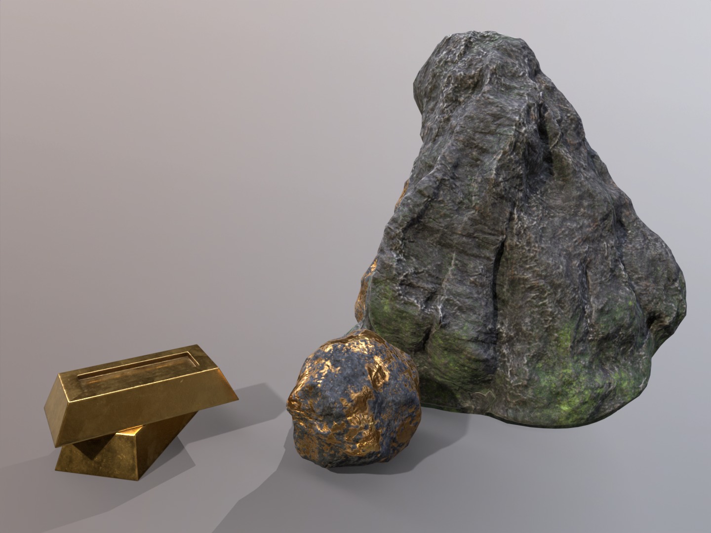 Gold ore deposit and refined ore resource Low-poly 3D model_10