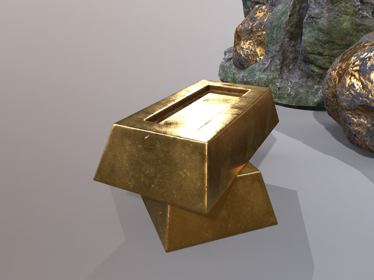Gold ore deposit and refined ore resource Low-poly 3D model_8
