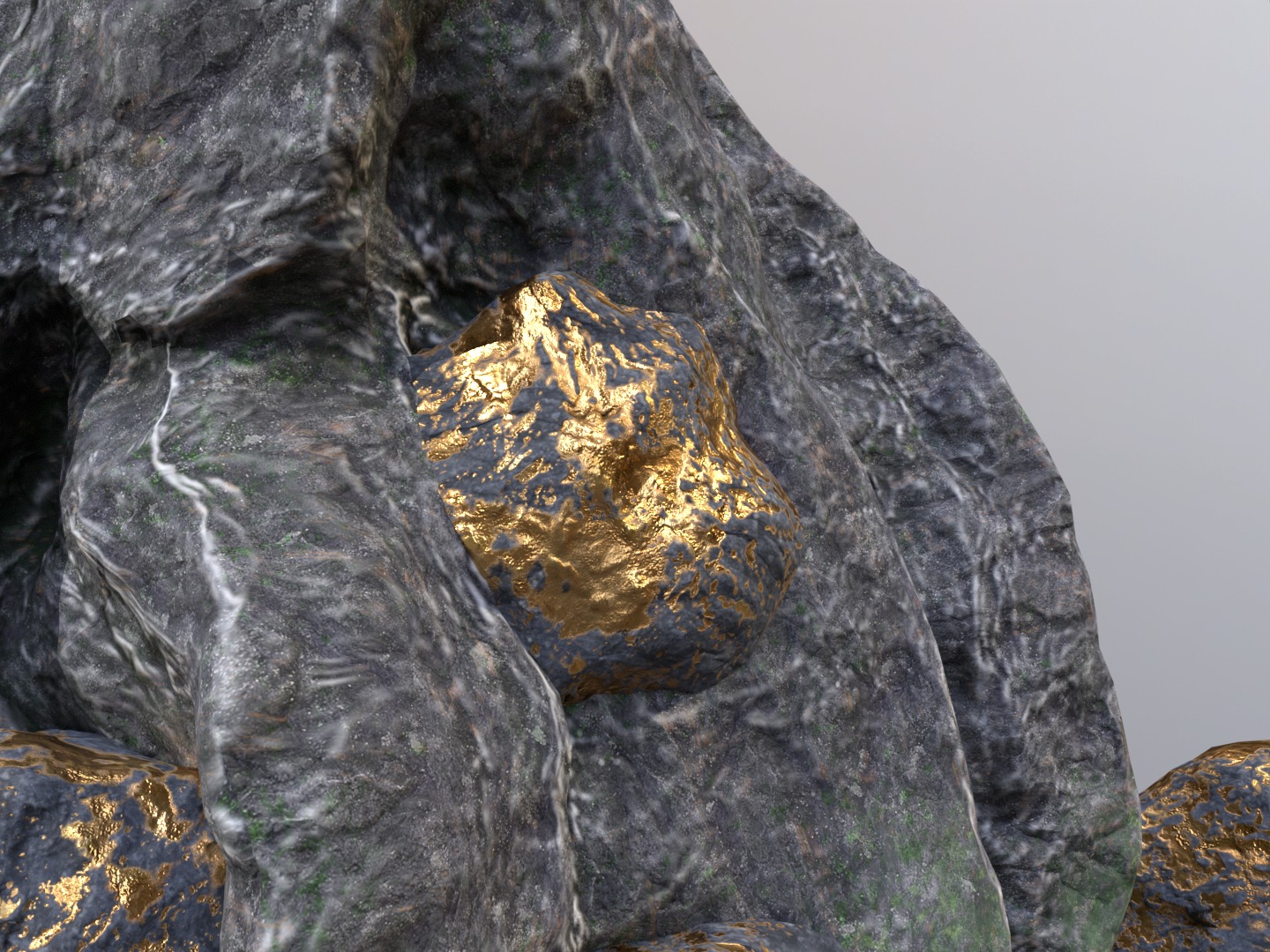 Gold ore deposit and refined ore resource Low-poly 3D model_18