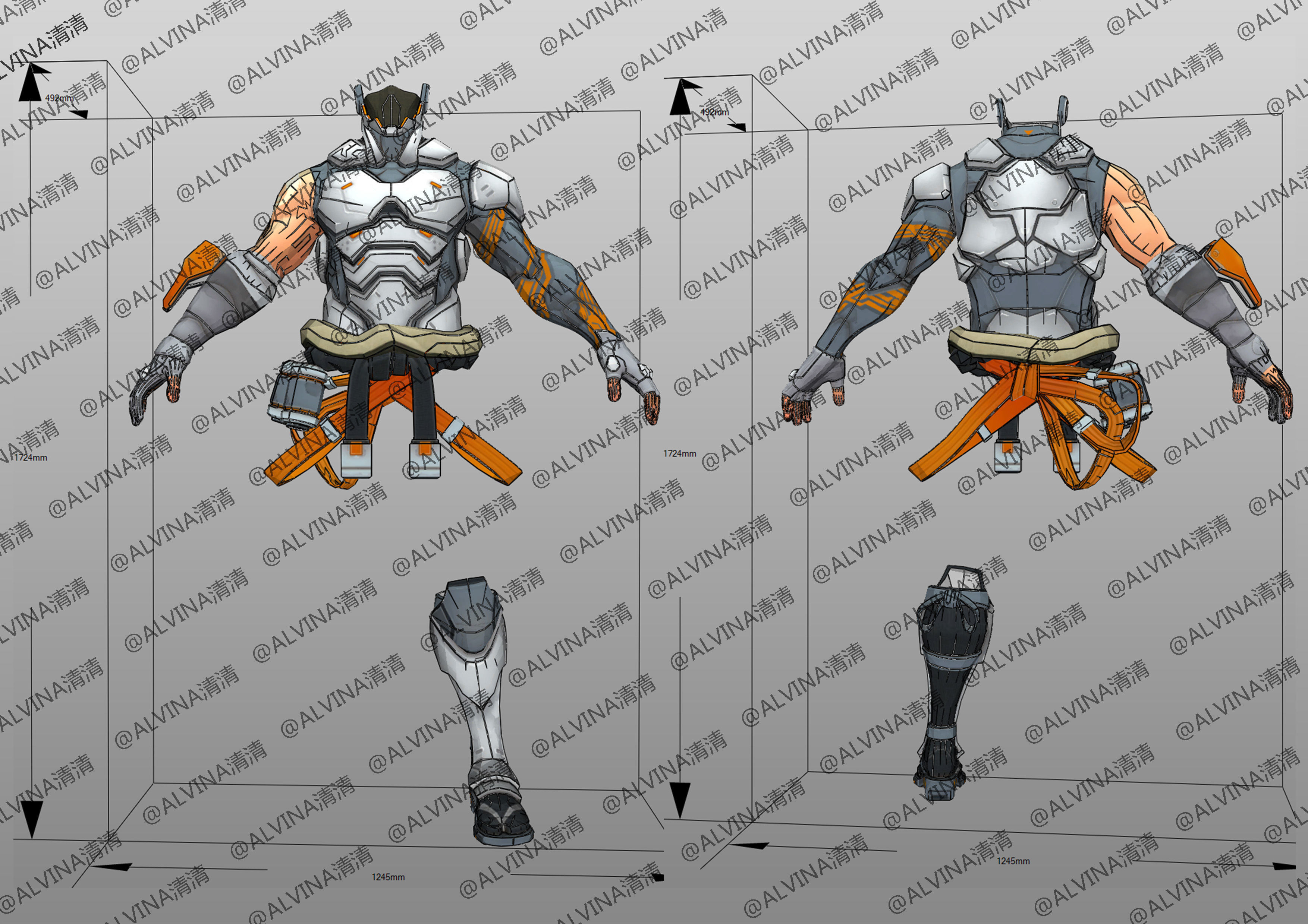 Overwatch Hanzo Cyber ninja  Armor - DIY Cosplay Pepakura Foam Low-poly 3D model_1