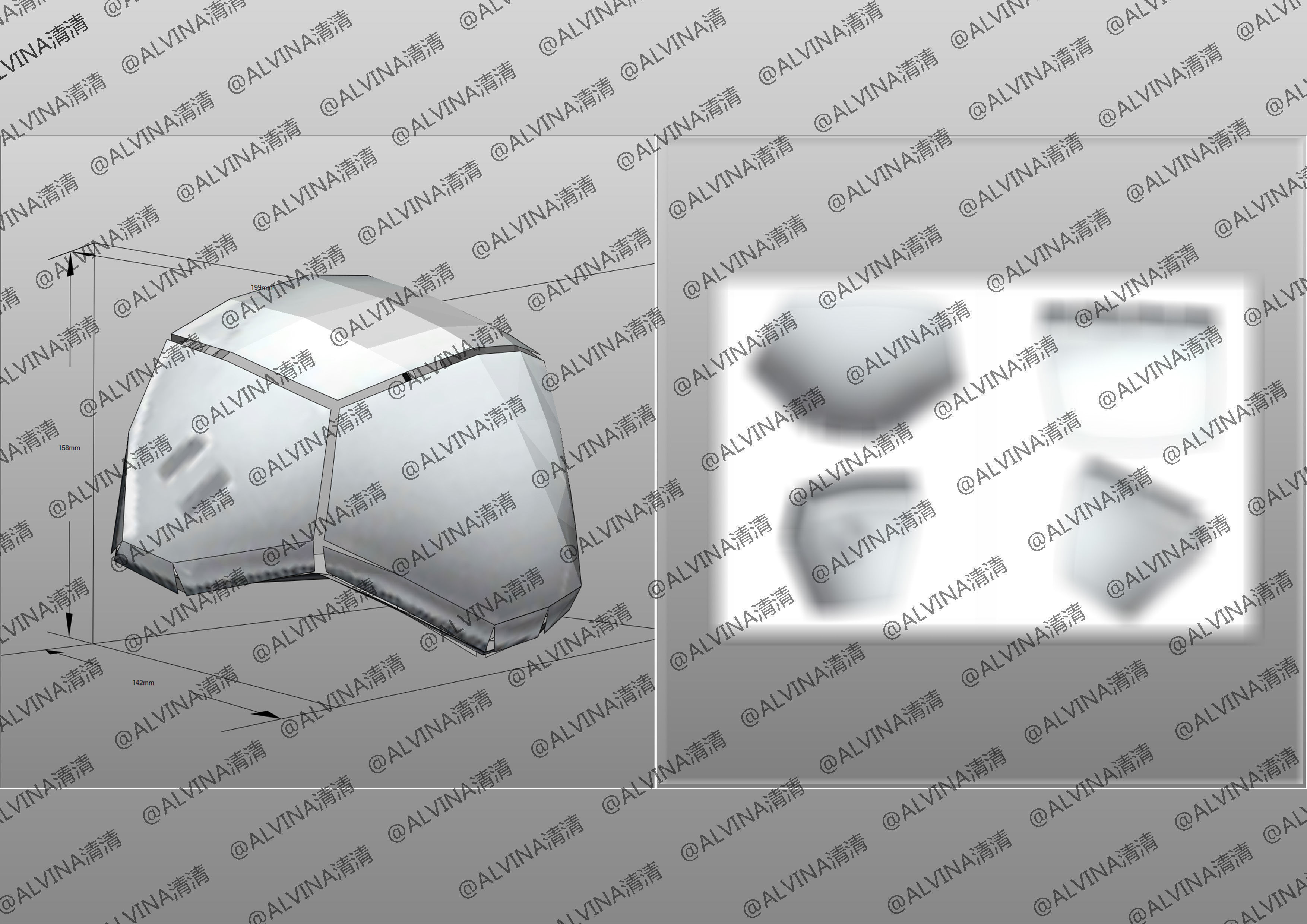 Overwatch Hanzo Cyber ninja  Armor - DIY Cosplay Pepakura Foam Low-poly 3D model_16