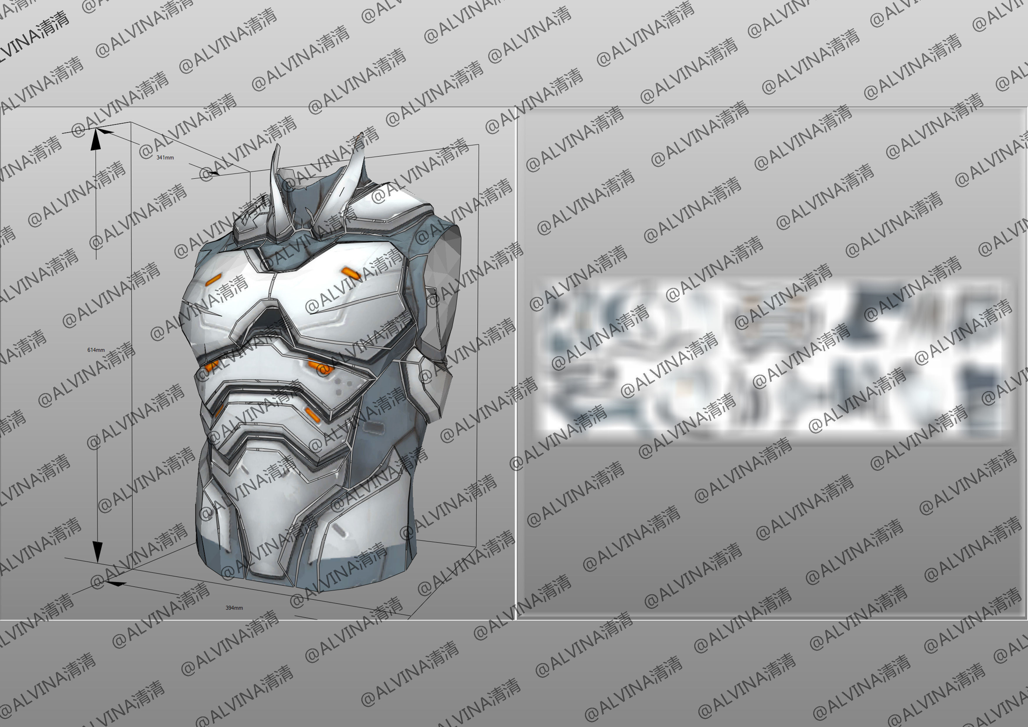 Overwatch Hanzo Cyber ninja  Armor - DIY Cosplay Pepakura Foam Low-poly 3D model_12