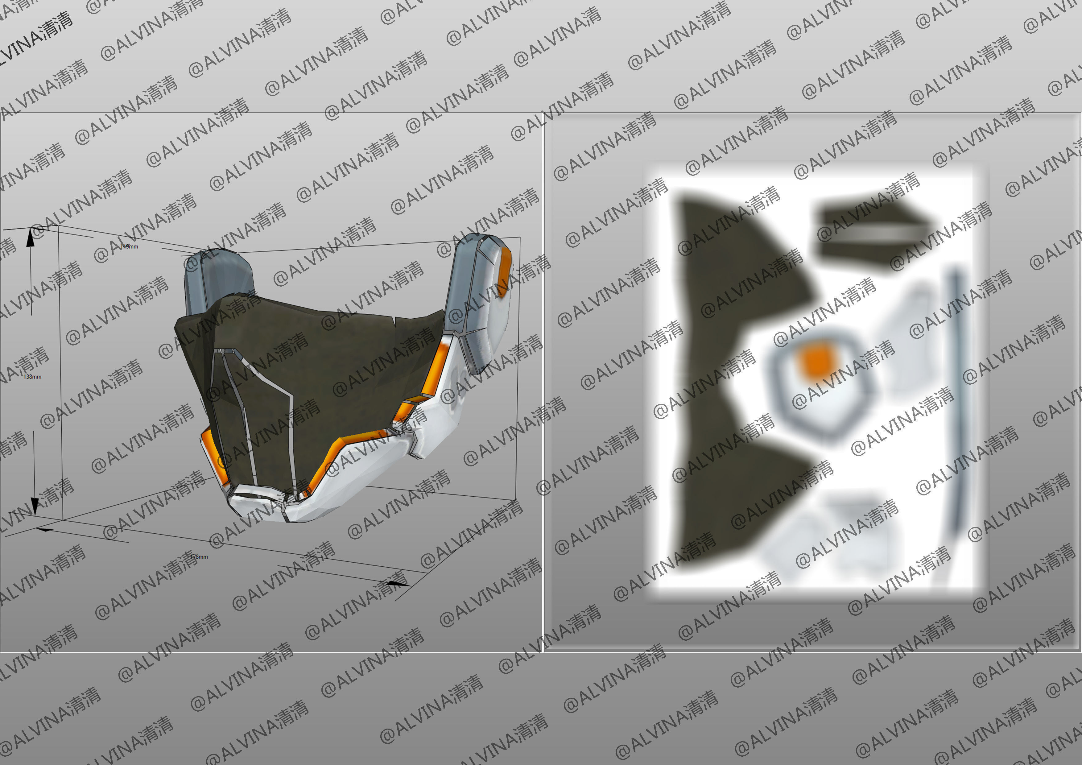 Overwatch Hanzo Cyber ninja  Armor - DIY Cosplay Pepakura Foam Low-poly 3D model_10