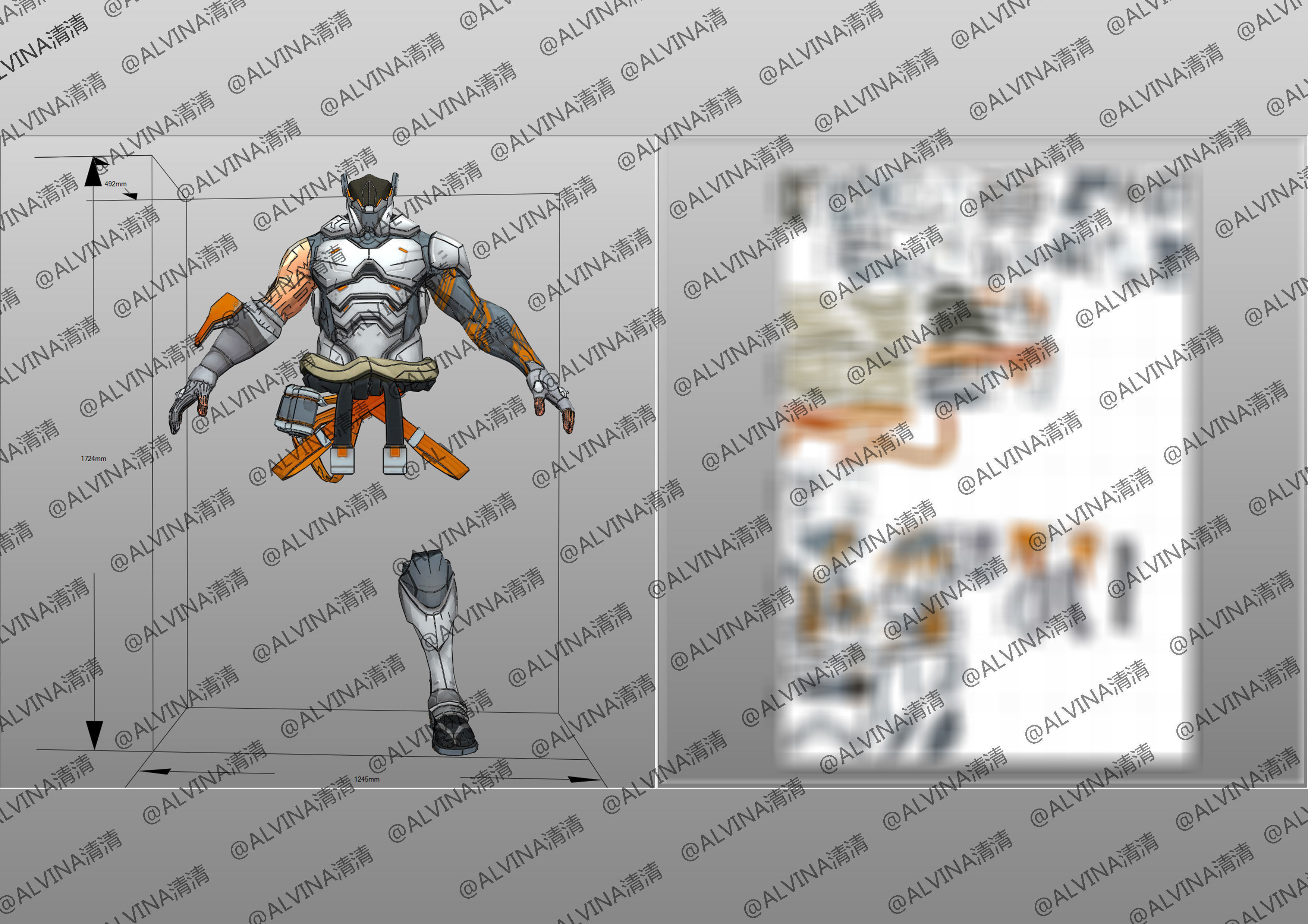 Overwatch Hanzo Cyber ninja  Armor - DIY Cosplay Pepakura Foam Low-poly 3D model_8