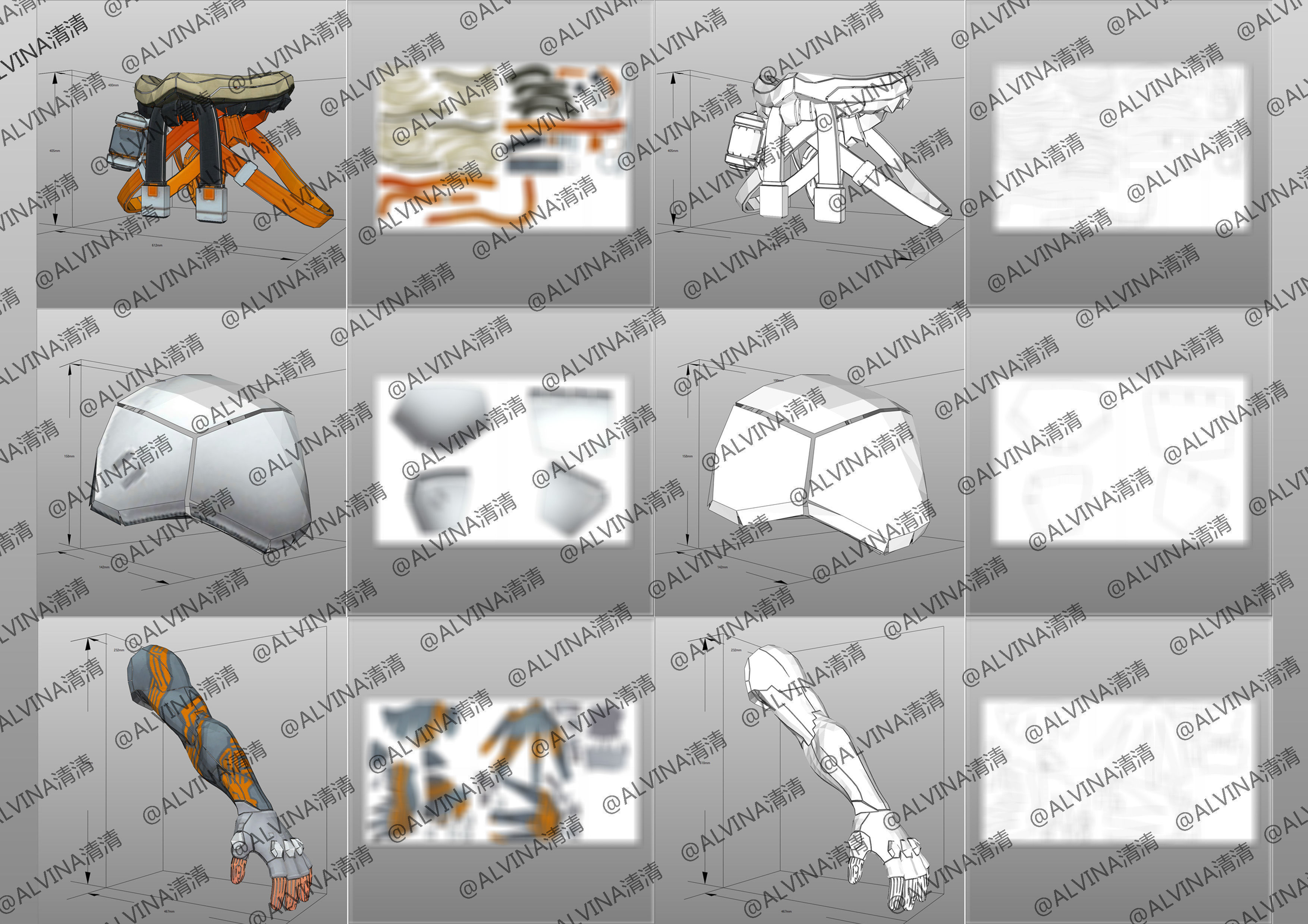 Overwatch Hanzo Cyber ninja  Armor - DIY Cosplay Pepakura Foam Low-poly 3D model_5