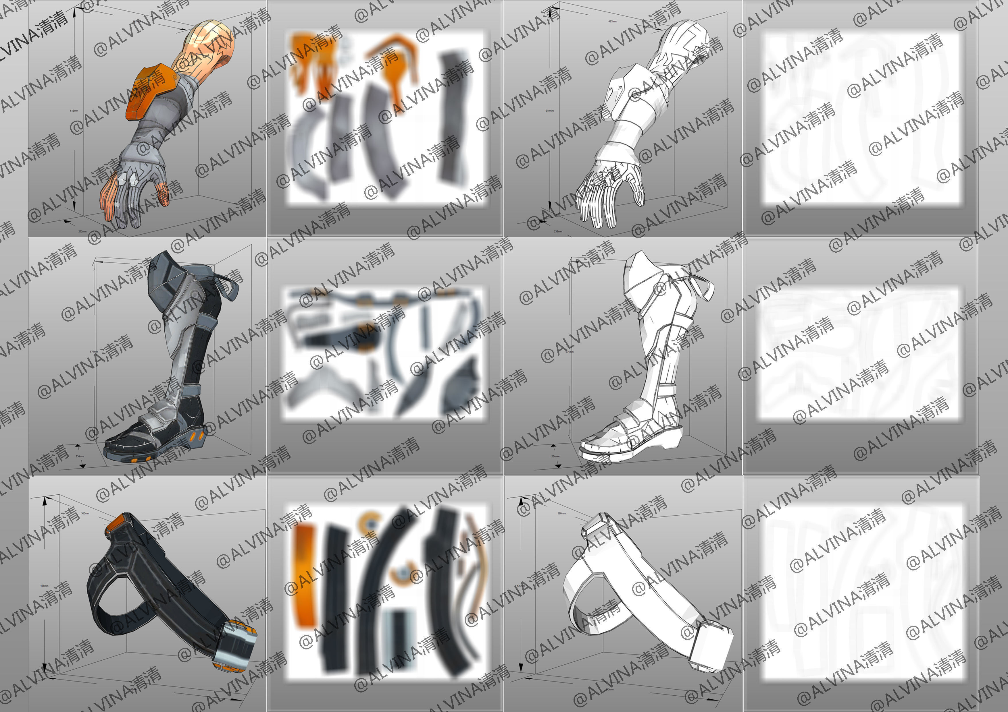 Overwatch Hanzo Cyber ninja  Armor - DIY Cosplay Pepakura Foam Low-poly 3D model_6