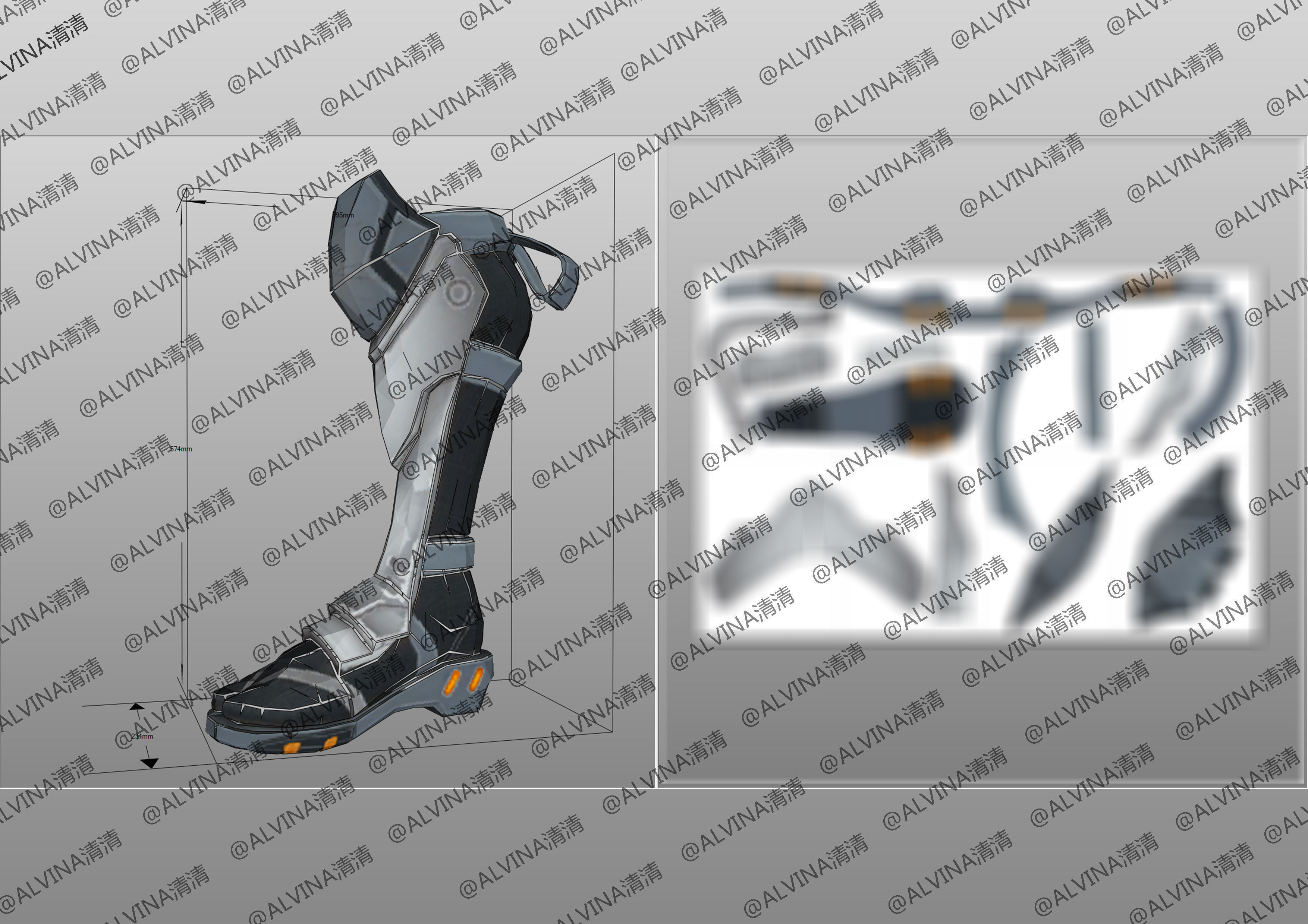 Overwatch Hanzo Cyber ninja  Armor - DIY Cosplay Pepakura Foam Low-poly 3D model_22