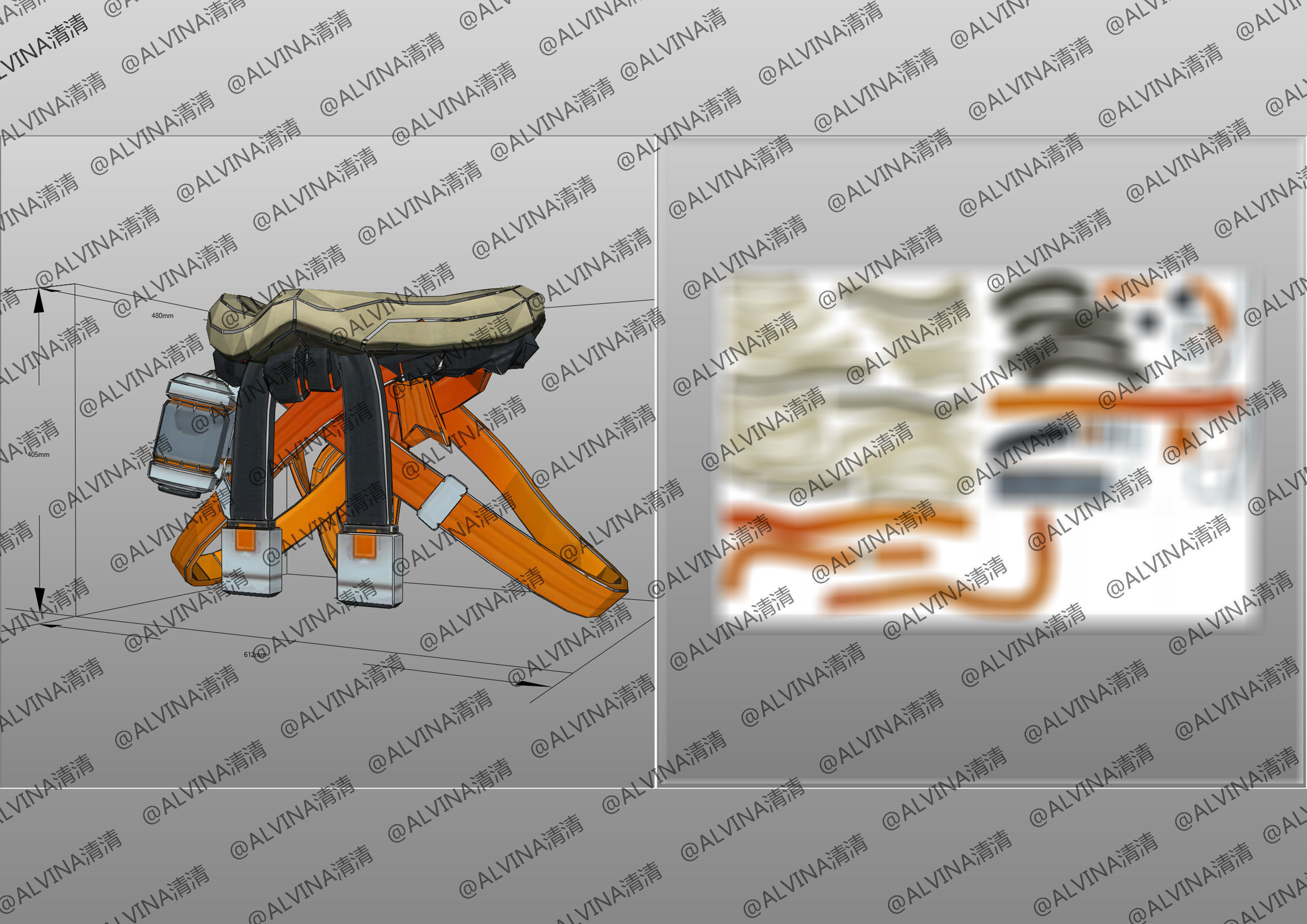 Overwatch Hanzo Cyber ninja  Armor - DIY Cosplay Pepakura Foam Low-poly 3D model_14