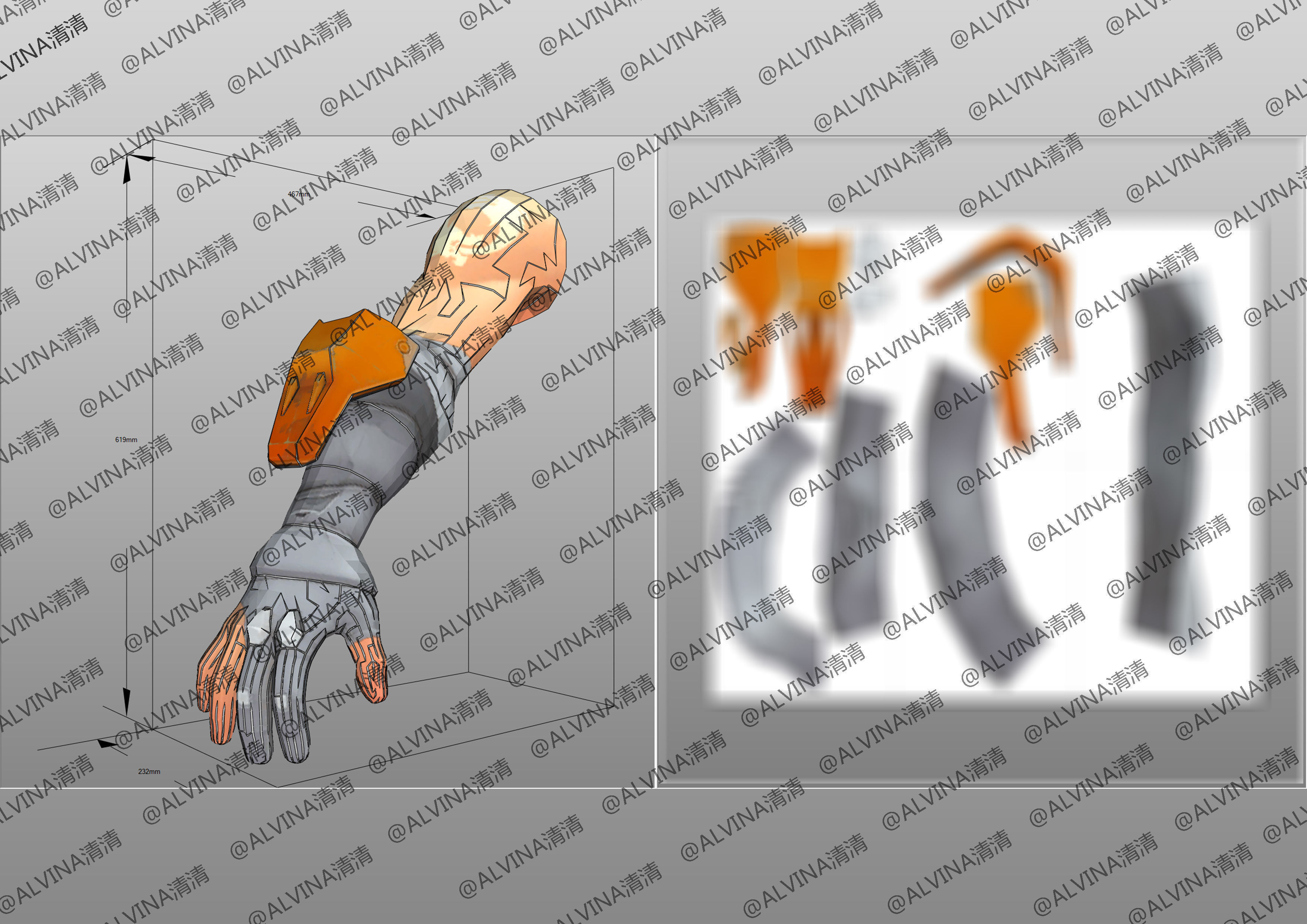 Overwatch Hanzo Cyber ninja  Armor - DIY Cosplay Pepakura Foam Low-poly 3D model_20