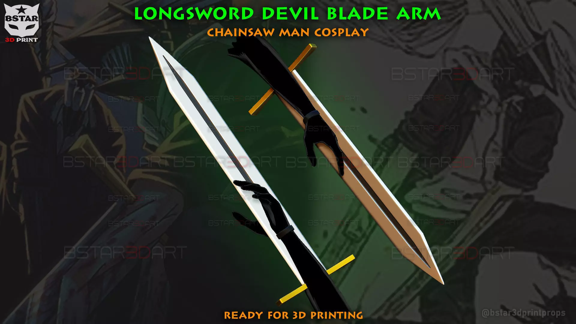 Long Sword Devil Blade Arm Weapon - Chainsaw Man Cosplay 3D print model_0