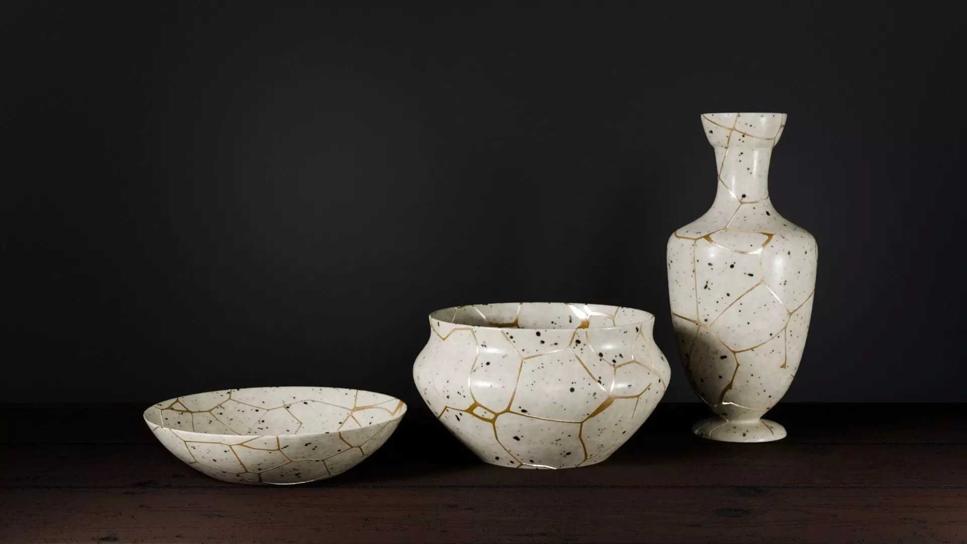 Kintsugi Vases Low-poly 3D model_0