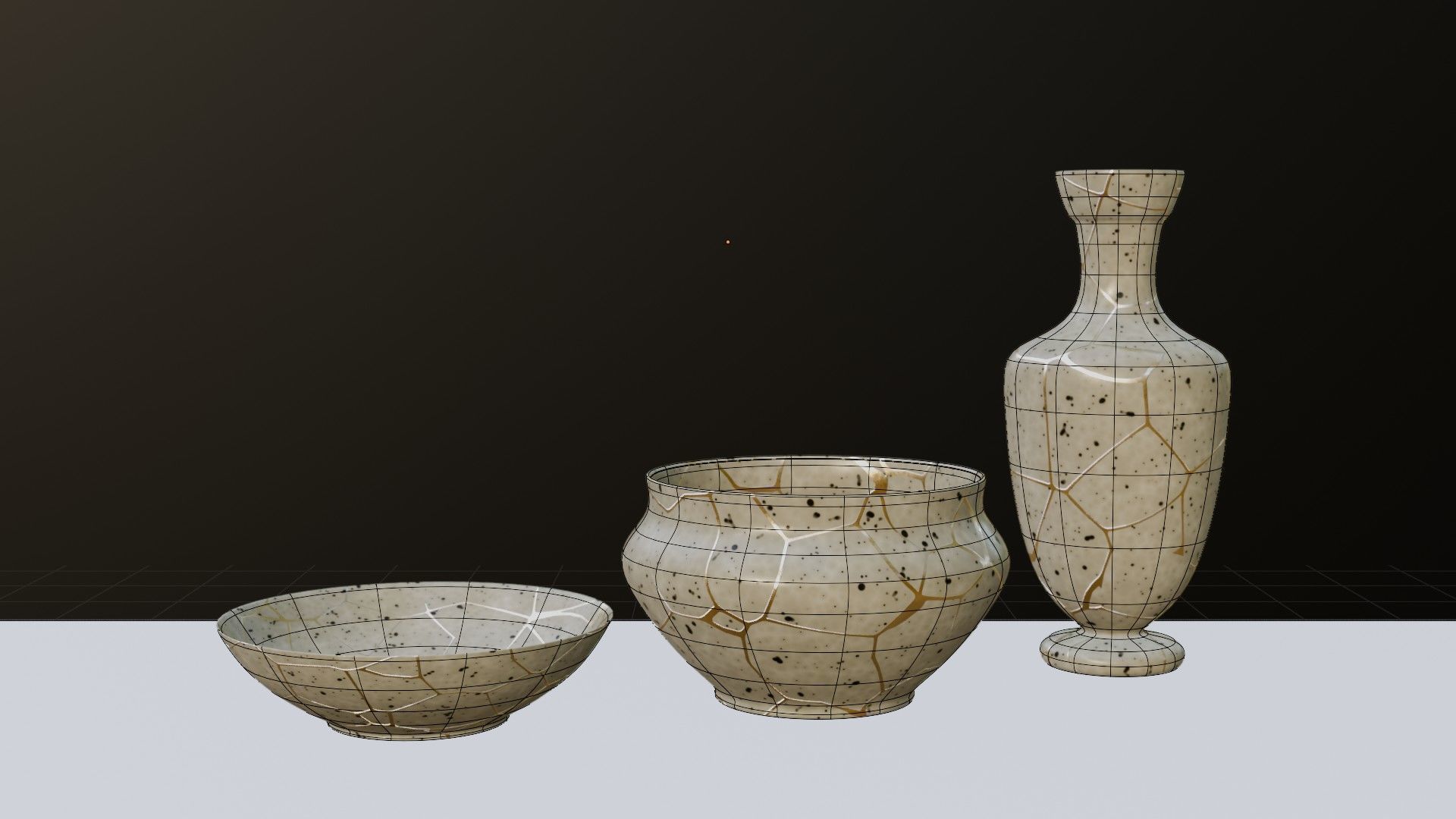 Kintsugi Vases Low-poly 3D model_1